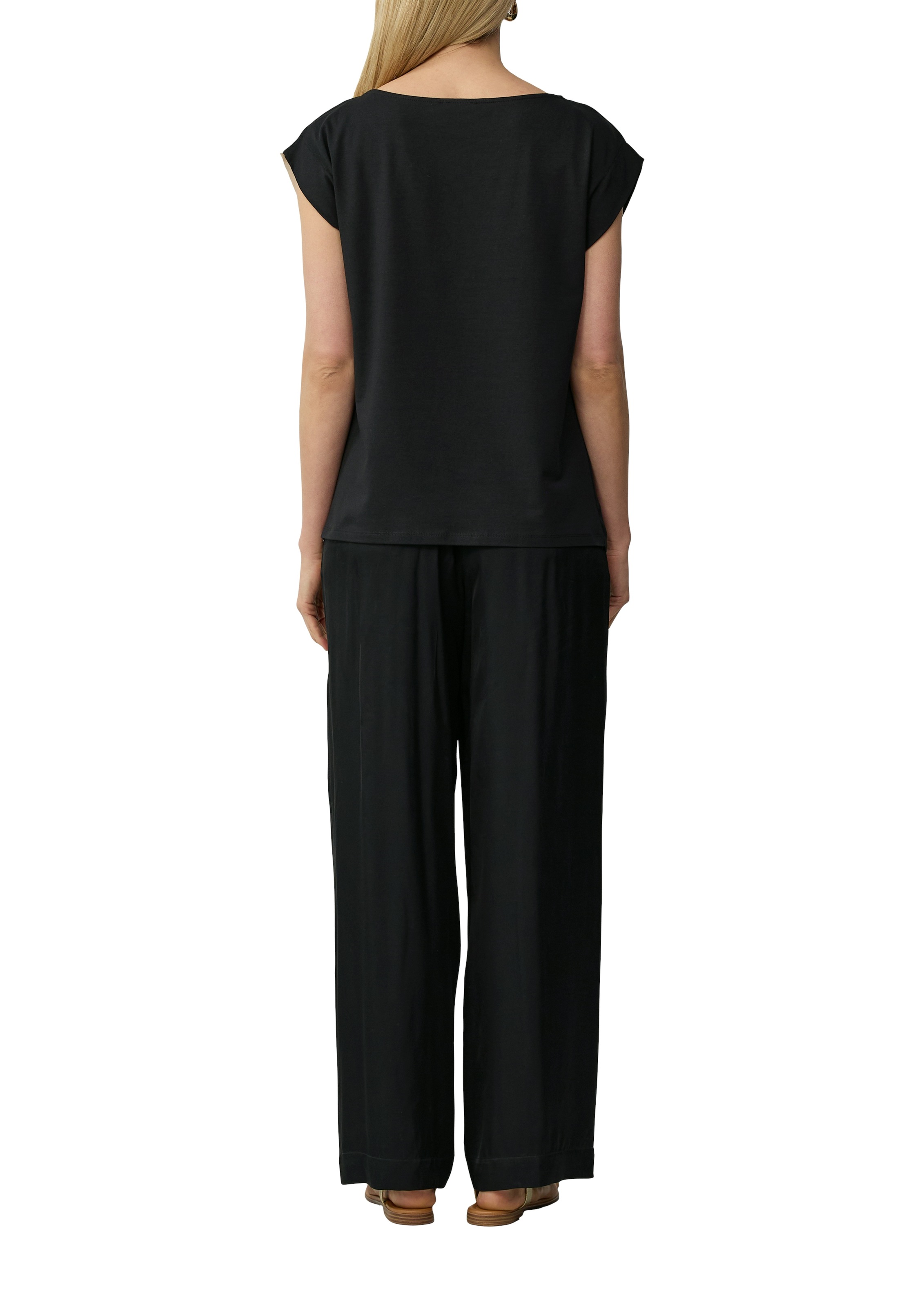 s.Oliver BLACK LABEL T-Shirt, mit floralem Print, im Colorblocking-Style