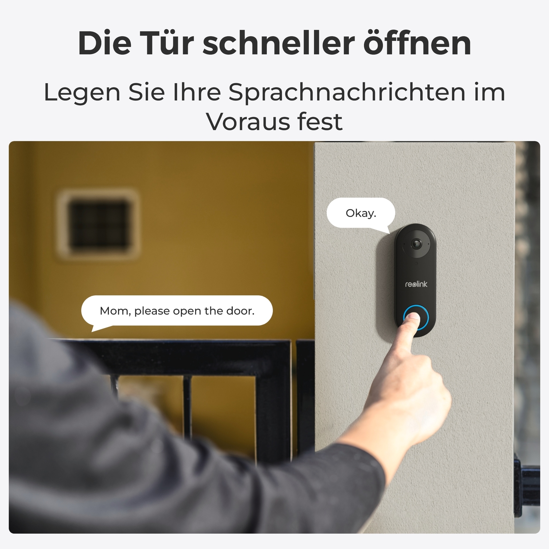 Reolink Smart Home Türklingel »D340W - 5MP Video-Türklingel & Chime«, Aussenbereich, 2,4/5 GHz WLAN, Personenerkennung, 2-Wege-Audio, arbeitet mit NVRs