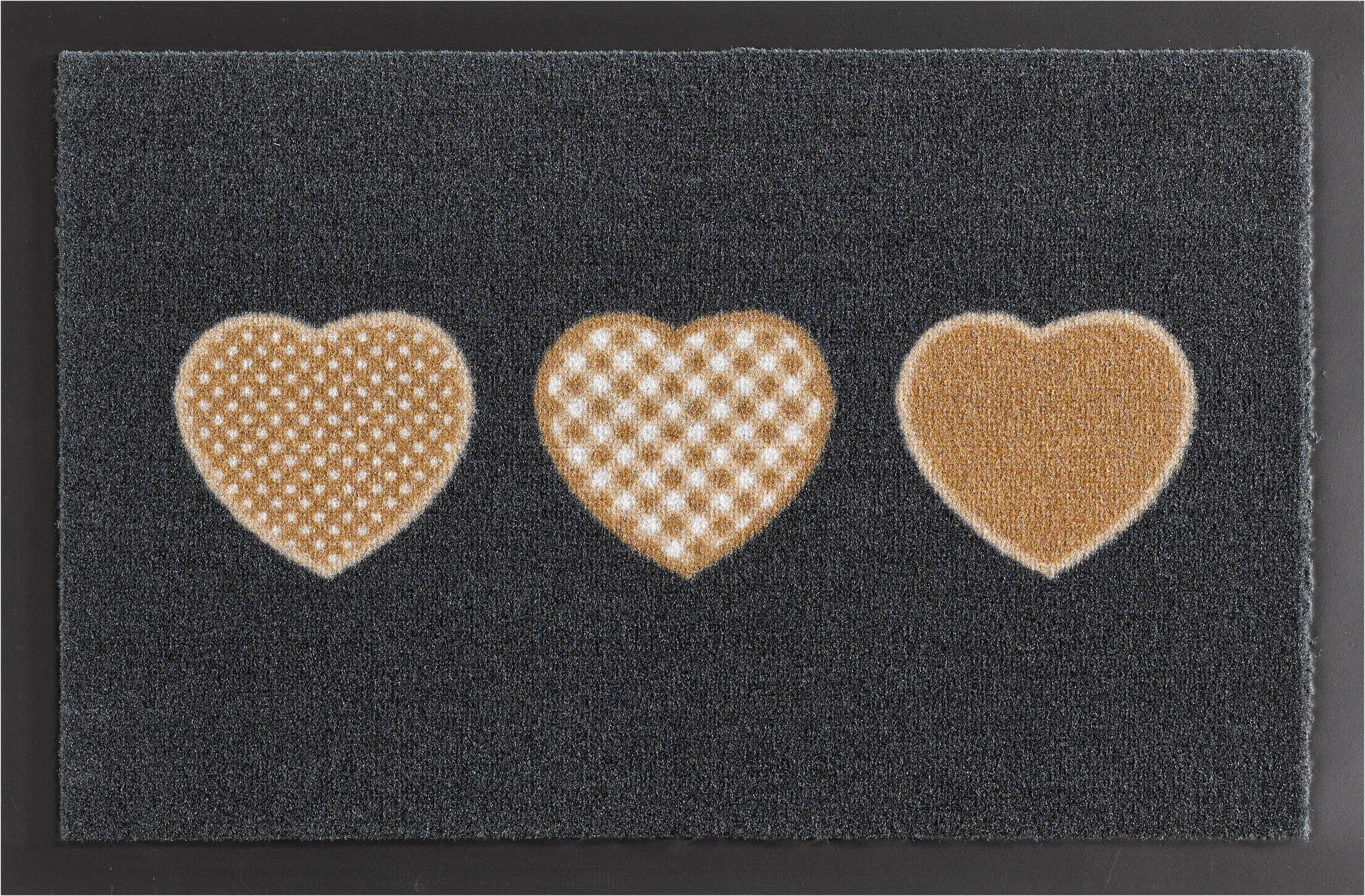 Image of HANSE Home Fussmatte »Three Hearts«, rechteckig, 7 mm Höhe, Herzen, Waschbar, Gemustert, Rutschhemmend, Robust, Pflegeleicht, Eingang bei Ackermann Versand Schweiz