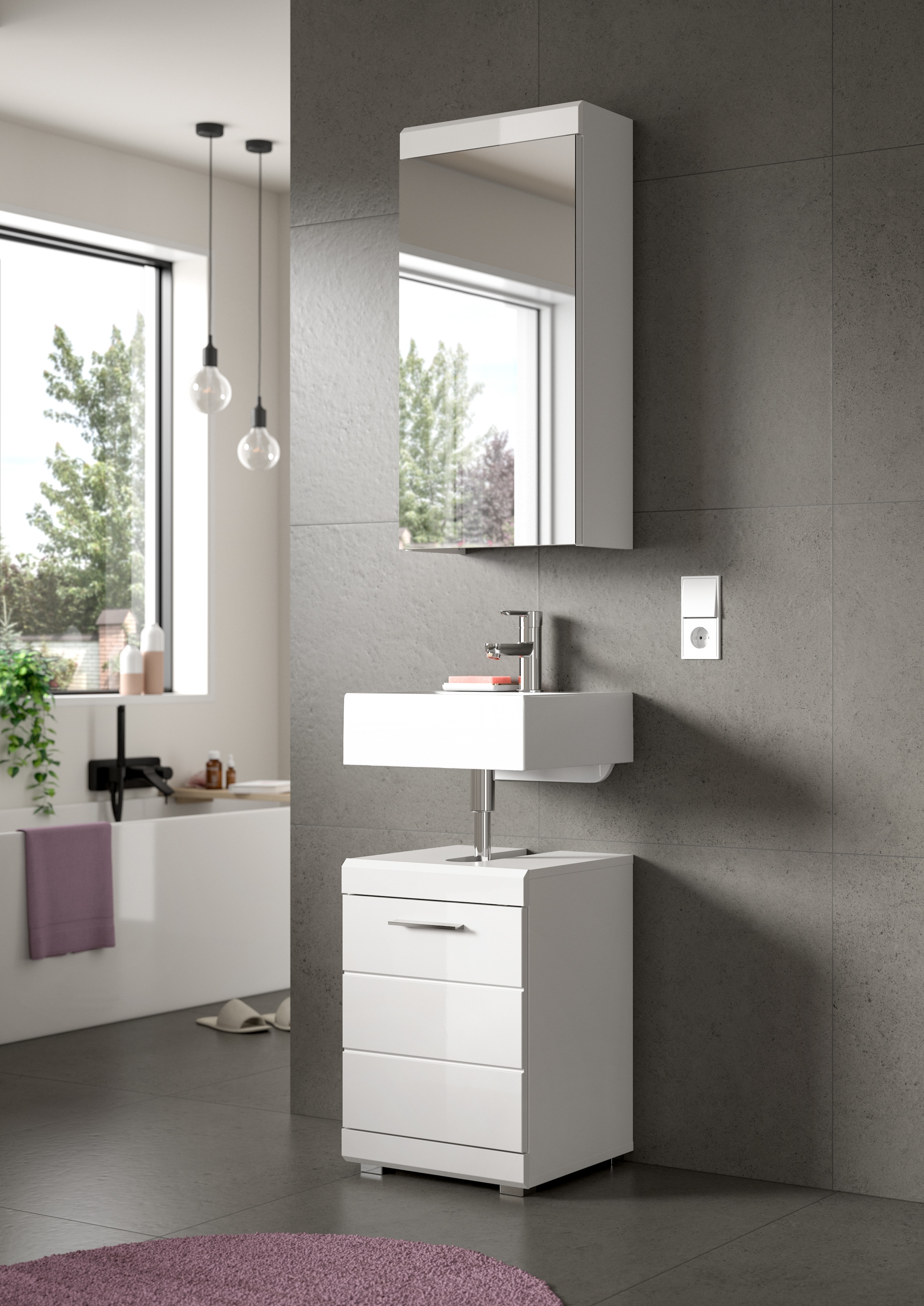 welltime Ensemble de meubles de salle de bain »SIENA, 2-teilig, Waschbeckenunterschrank & Spiegelschrank«