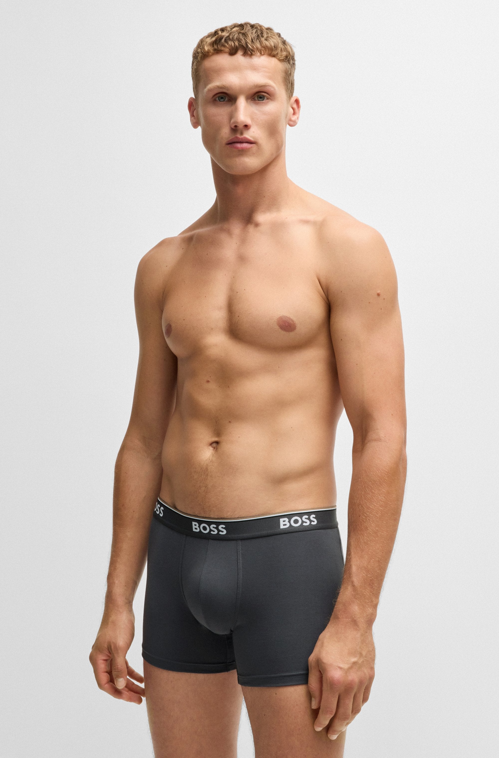 BOSS Langer Boxer »Boxer Brief 3P«, (Packung, 3er-Pack), mit farblich passendem Webbund