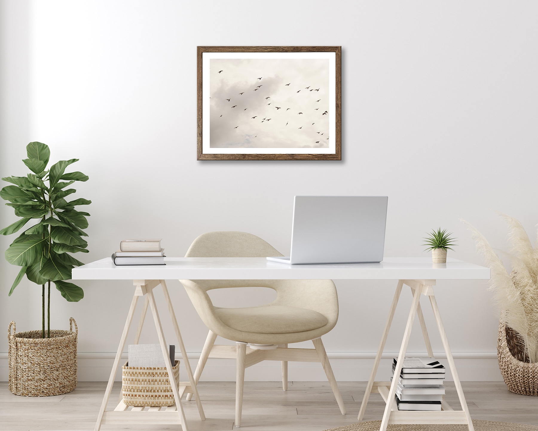 Bönninghoff Bild mit Rahmen »Wandbild gerahmt VÖGEL AM HIMMEL 40x50 cm – Wanddeko Natur Minimal« Himmel | Landschaft | Natur | Vogelbilder | Vögel 1 Stk. tlg. mit dekorativem Rahmen