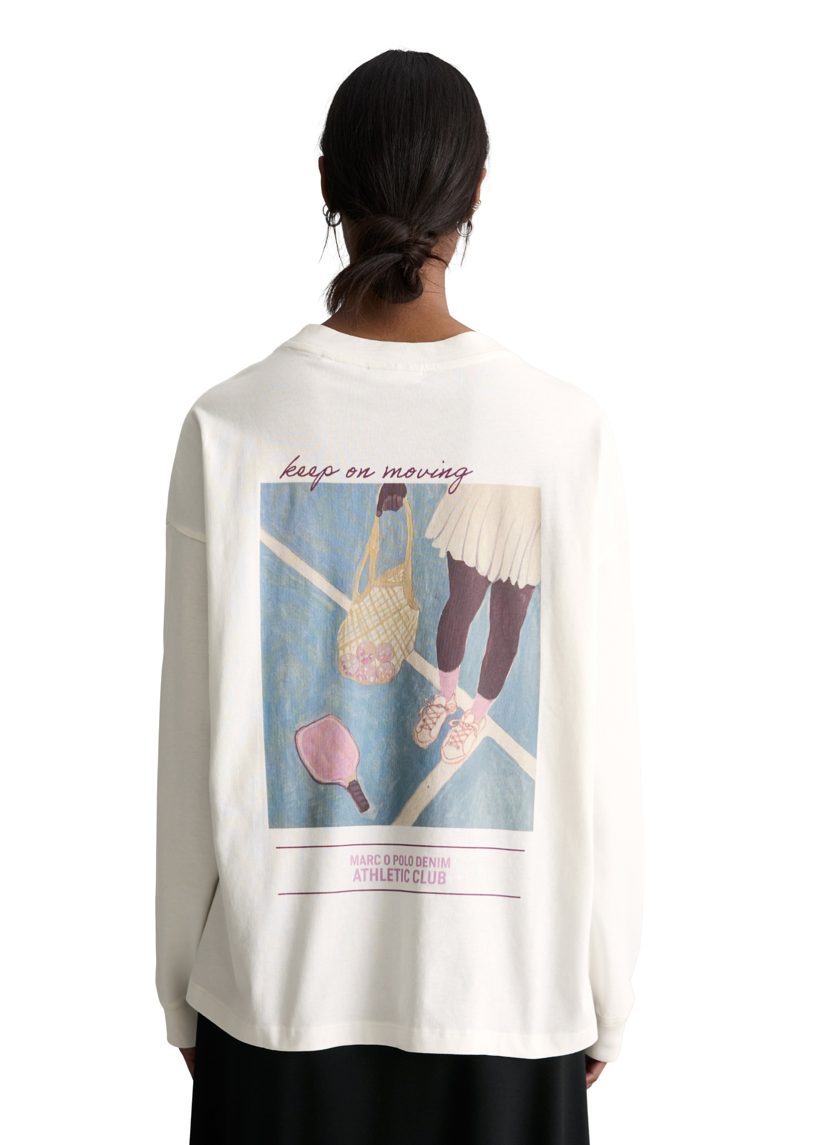 Marc O'Polo DENIM T-shirt à manches longues relaxed aus Heavy Jersey, grosser Rückenprint