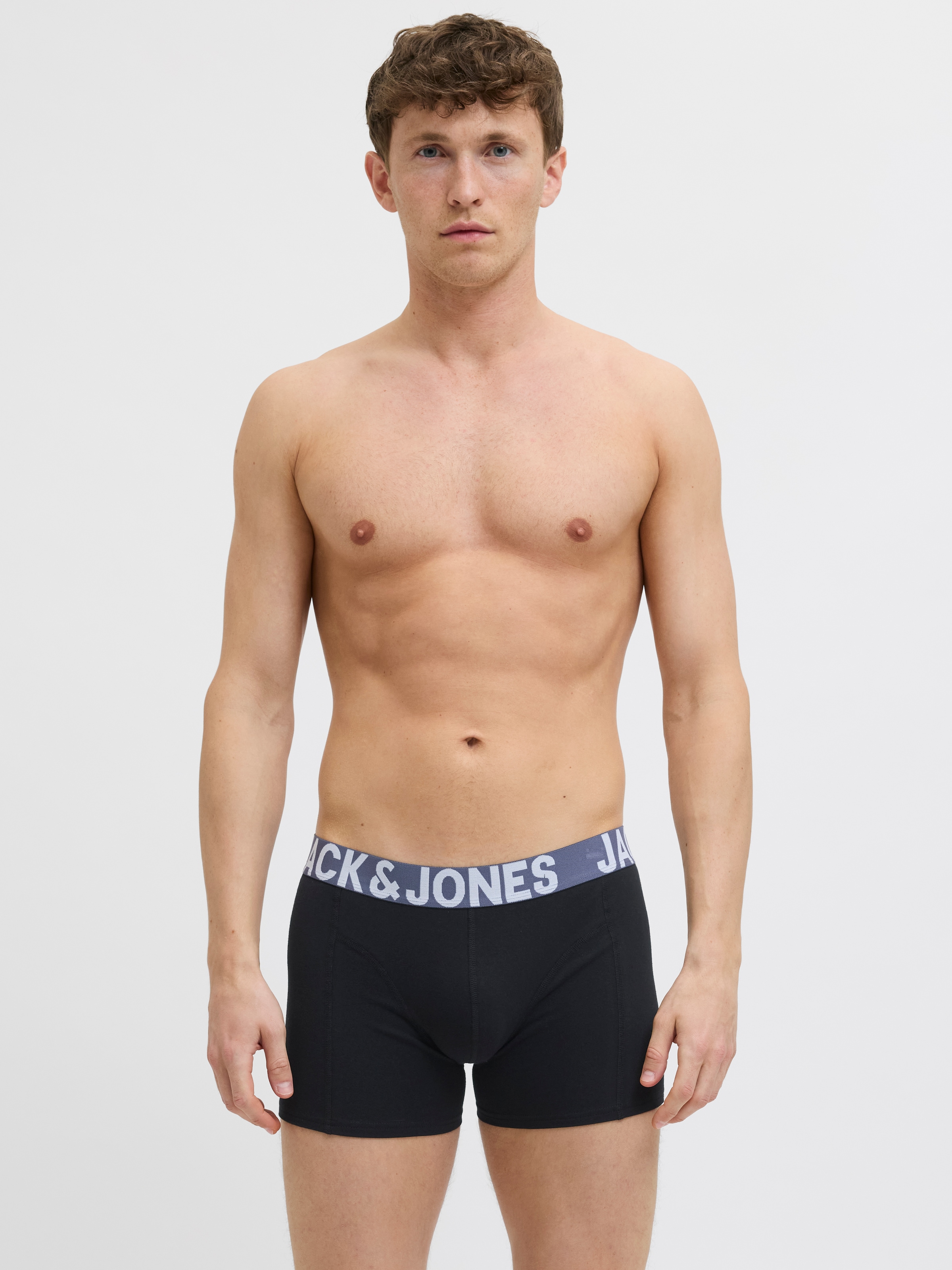 Jack & Jones Tronc »JACCONOR SOLID TRUNKS 3 PACK NOOS« Paquet, 3 cuis mélange de coton, ceinture élastique