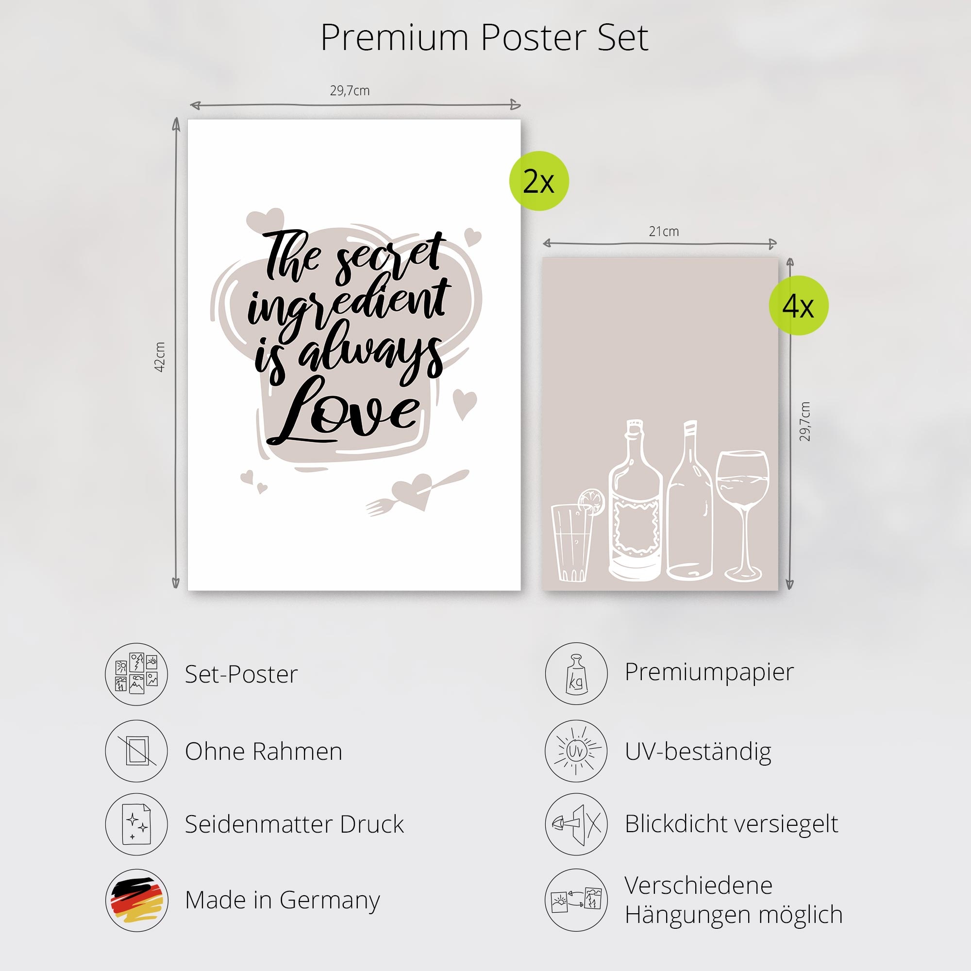 Artland Poster »Ostergrüsse« Set, 6 Stk. tlg. OHNE RAHMEN, in 2 versch. Grössen