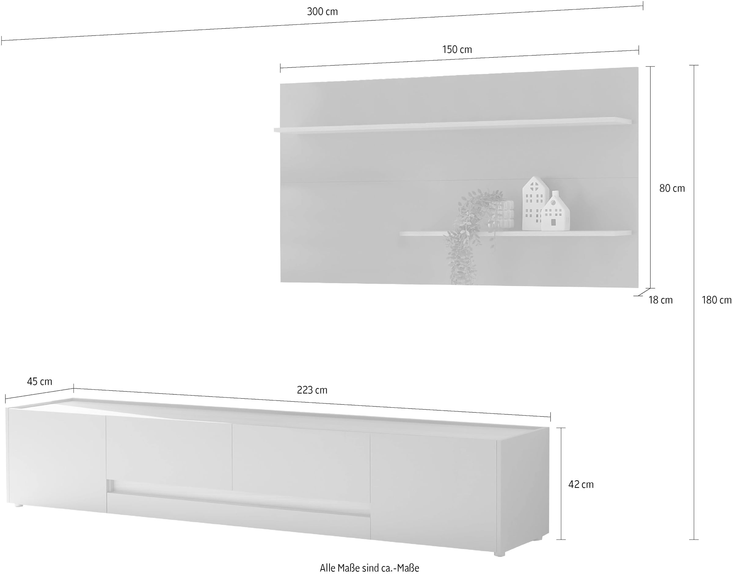 Home affaire Meuble mural »City/Giron, moderne Anbauwand, Komplettset in vielen Farben verfügbar« Set, 2 cuis tlg.