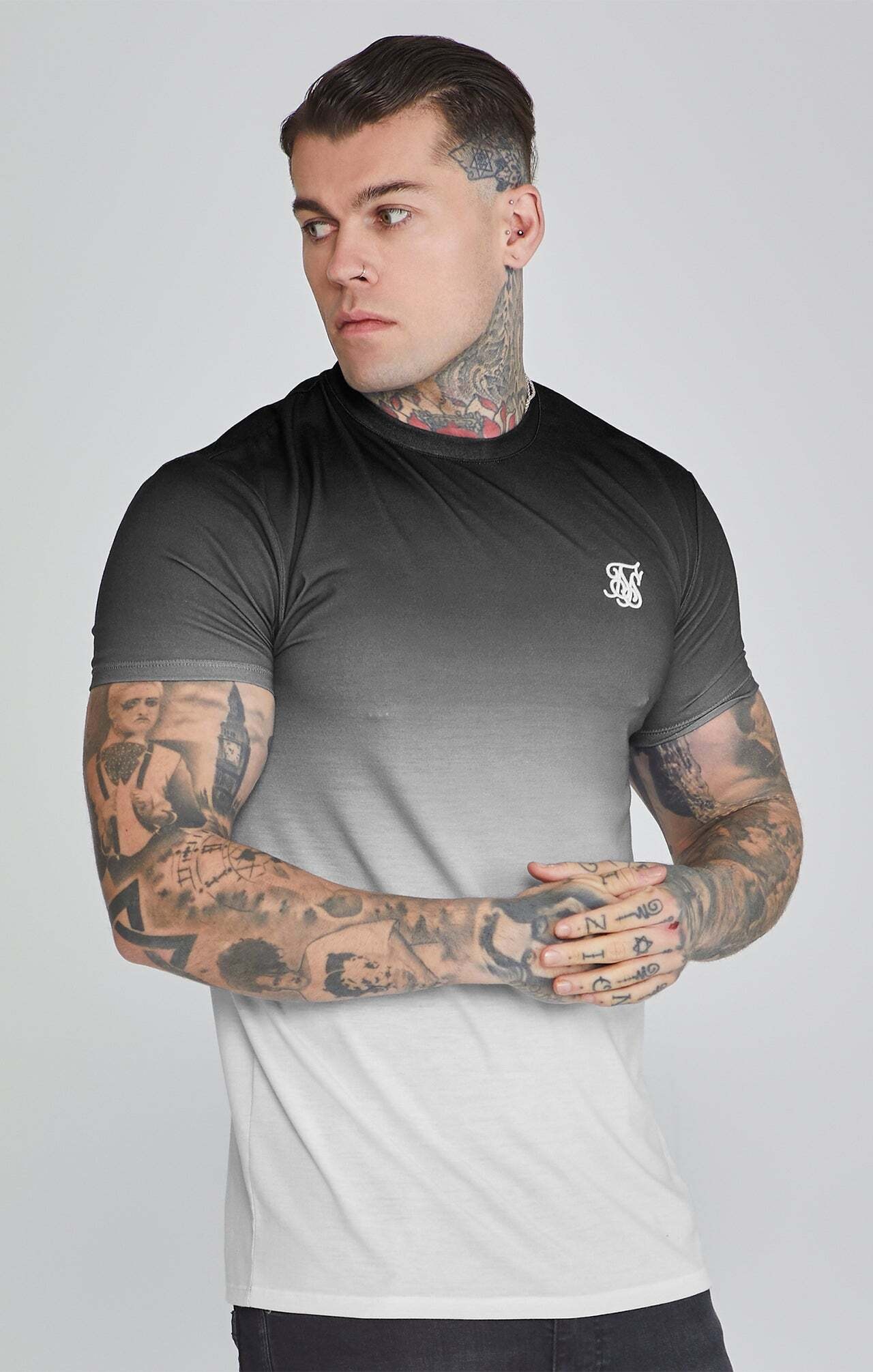 T-Shirt »Siksilk T-Shirt Fade T-Shirt in Black, Grey«