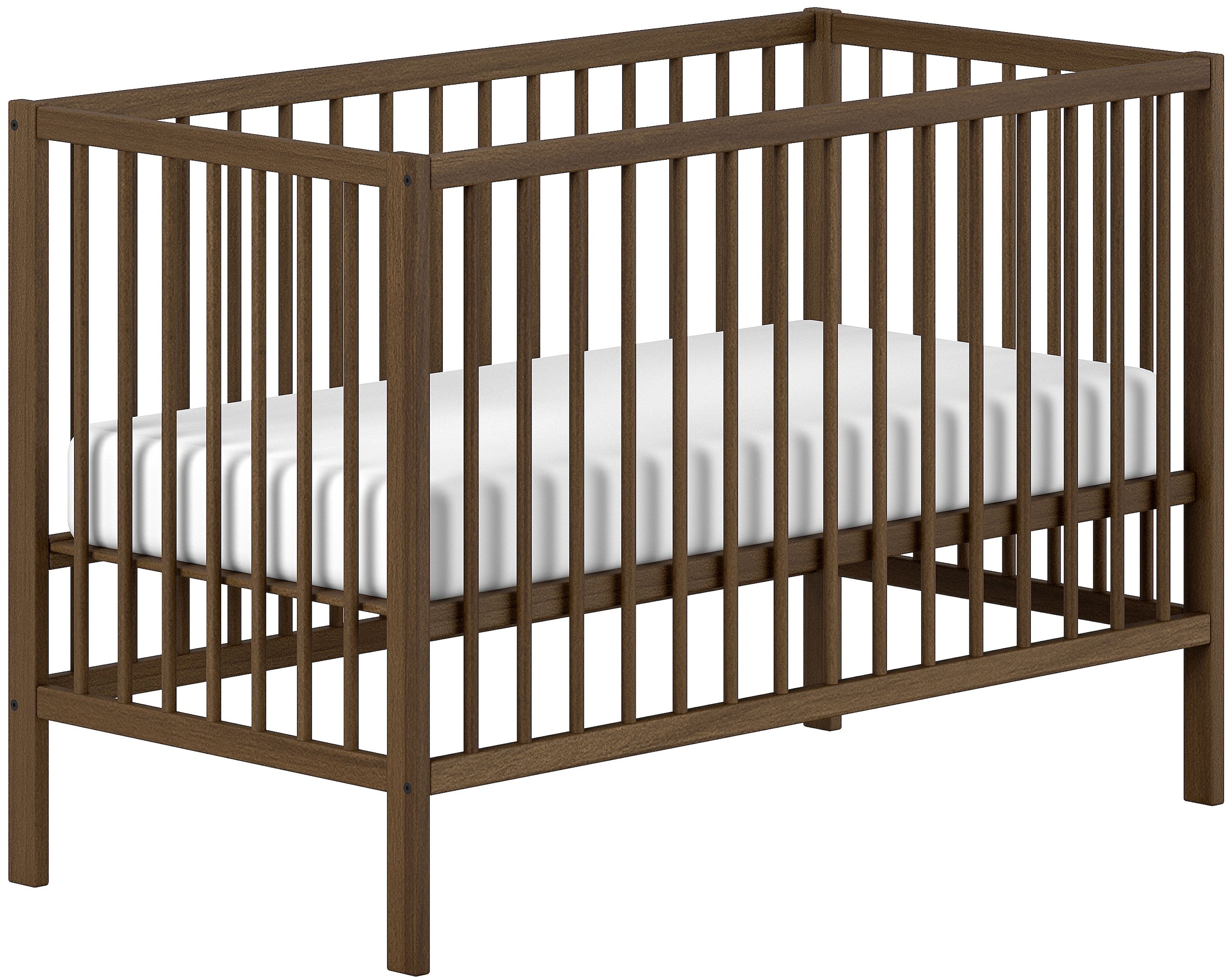 Vipack Lit bébé »DINO, ideal für Ihr Kinderzimmer, Made in Europe, Buche massiv« 60/120cm, hauteur de couchage réglable en 3 positions, hêtre couleur noyer