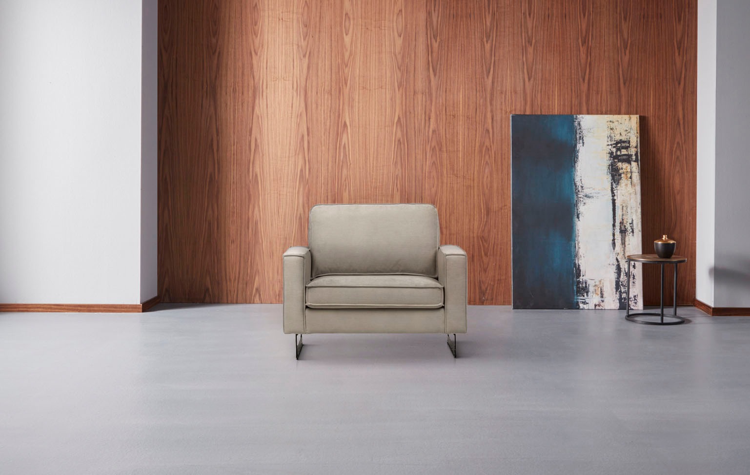 Places of Style Loveseat »Pinto 105 cm, Cord, Chenille, Lederoptik«, mit Keder, Metallfüssen und auch in Cord Bezug erhältlich