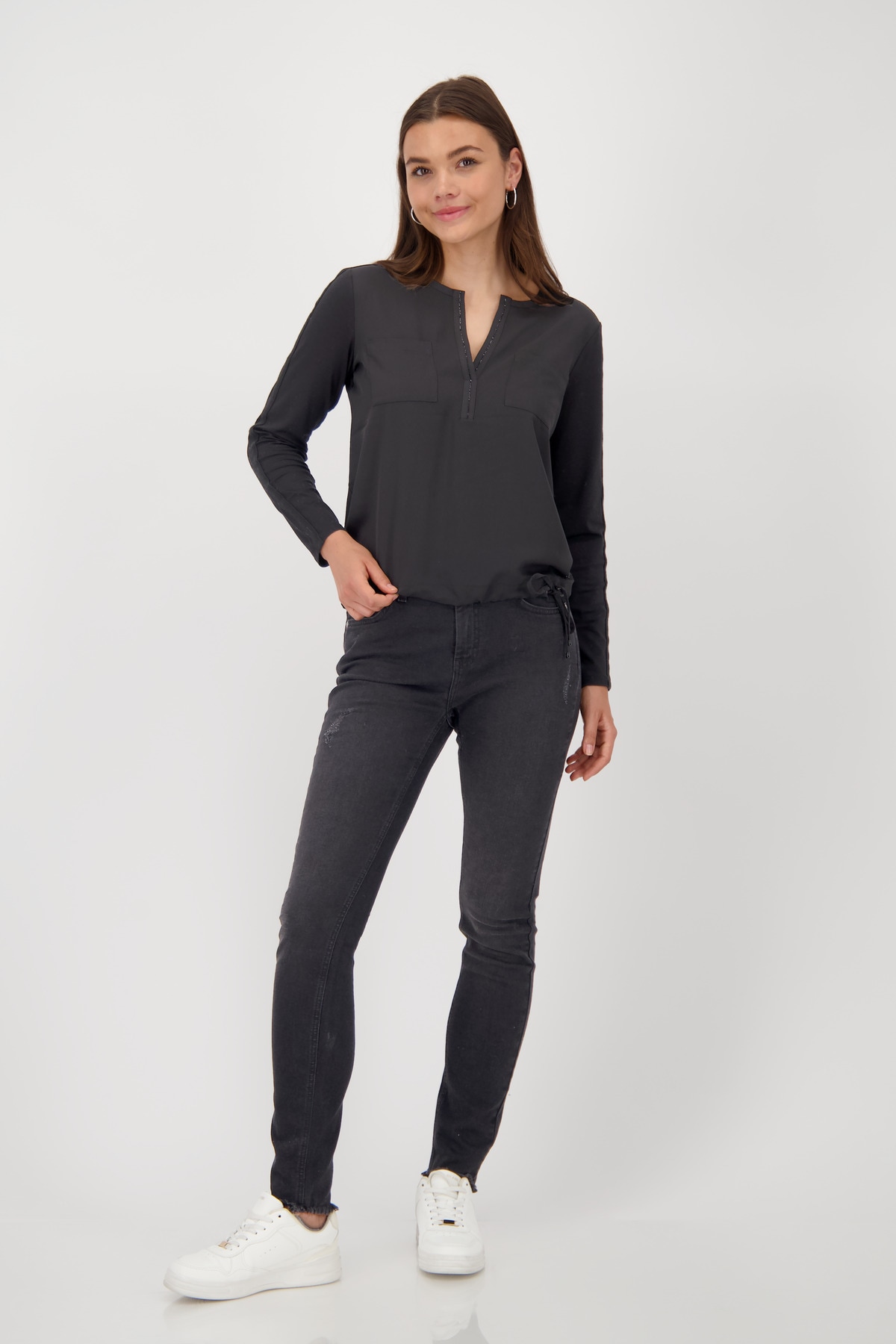 Monari Schlupfbluse »Schluse Basic Schmuck« mit aufgesetzten Taschen