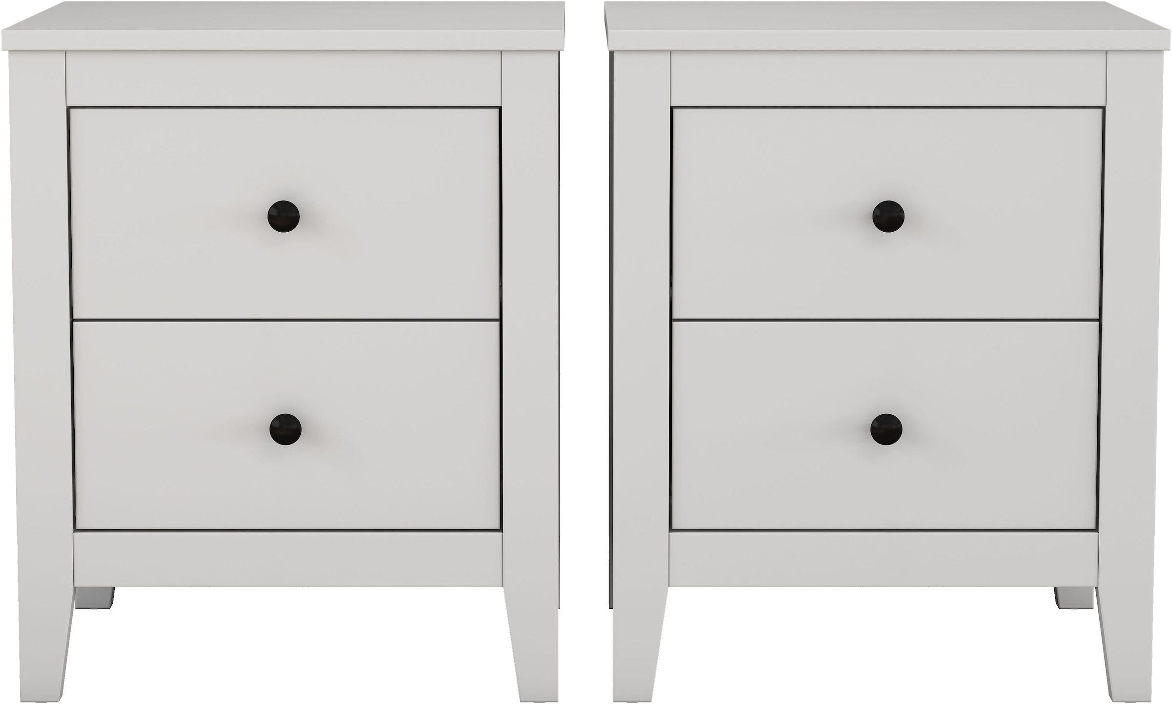 GOODproduct Nachtkommode »Borkum Nachttisch Set im Landhaus Design weiss Bestseller« Set, 2 Schränke im Set, schwarze Griffe aus Metall, 