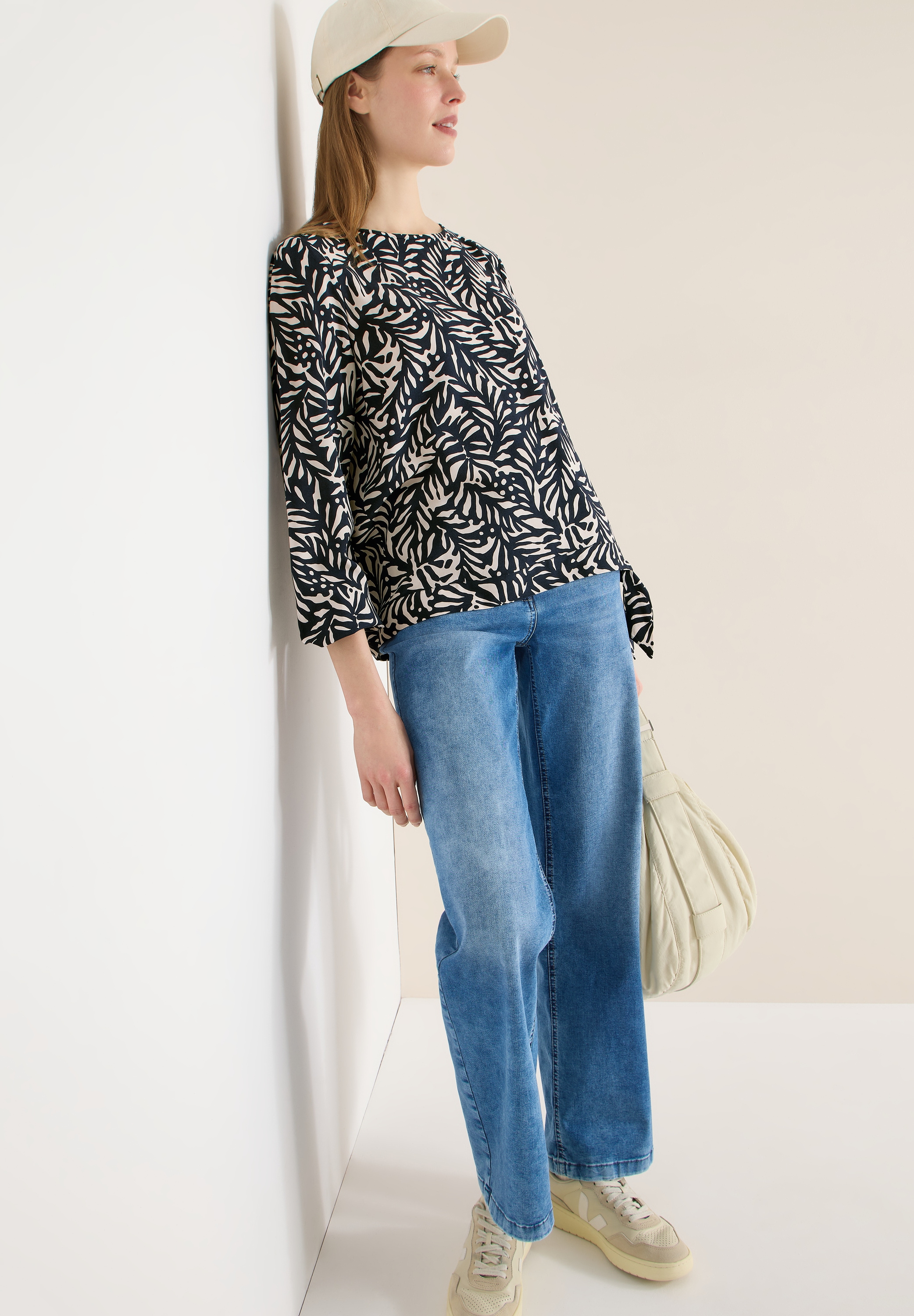 Cecil Blouse à manches longues mit Allover-Muster und aus reiner Viskose