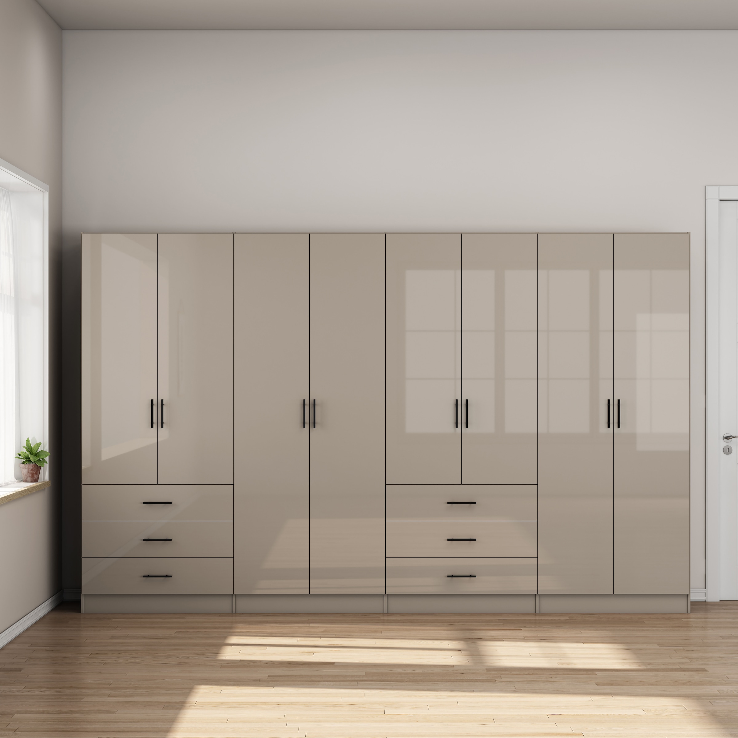 GOODproduct Kleiderschrank »Trento Schlafzimmerschrank Garderobe hochglanz« Schrank mit 8 Türen und 6 Schubladen, hochglänzende Fronten