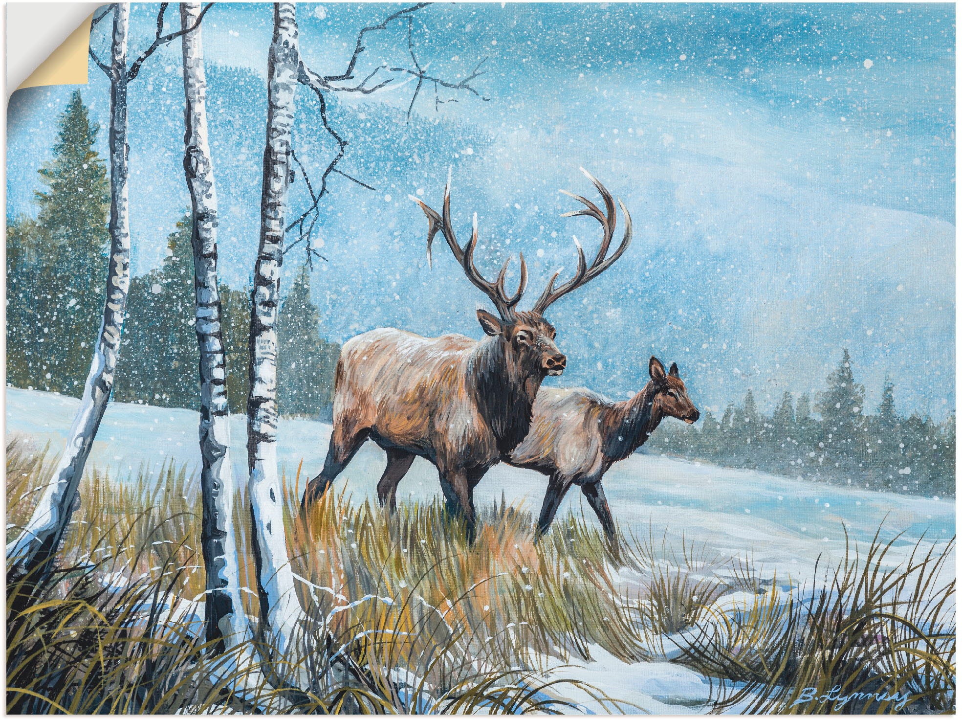 Image of Artland Wandbild »Hirsch Reise IV«, Wildtiere, (1 St.), in vielen Grössen & Produktarten - Alubild / Outdoorbild für den Aussenbereich, Leinwandbild, Poster, Wandaufkleber / Wandtattoo auch für Badezimmer geeignet bei Ackermann Versand Schweiz