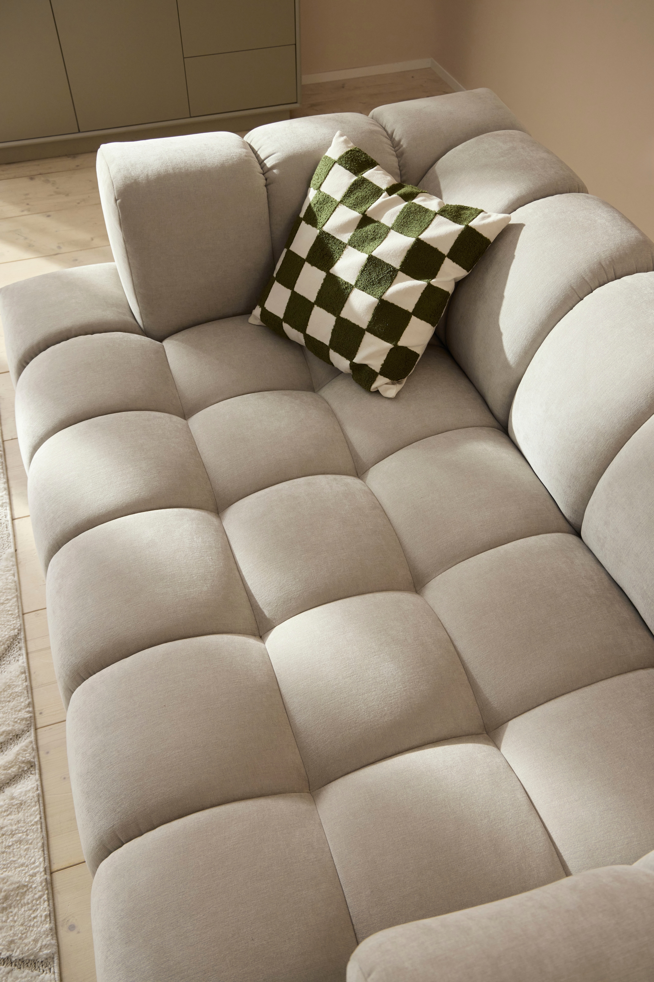 homsy by Ana Johnson Canapé Big »»L« BOUBELLE Design-Sofa mit Steppung, Bubble-Optik, Breite 246 cm« 4-Sitzer mit Wellenunterfederung, L Sitztiefe 63 cm