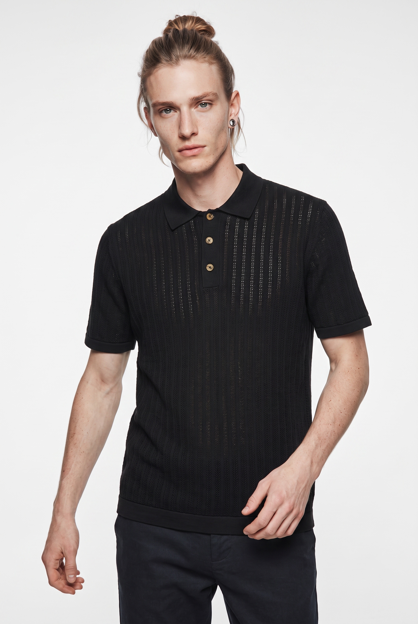 Image of ONLY & SONS Polokragenpullover "ONSMOON REG 12 SS POLO KNIT NOOS" Baumwollmischung, normal geschnitten