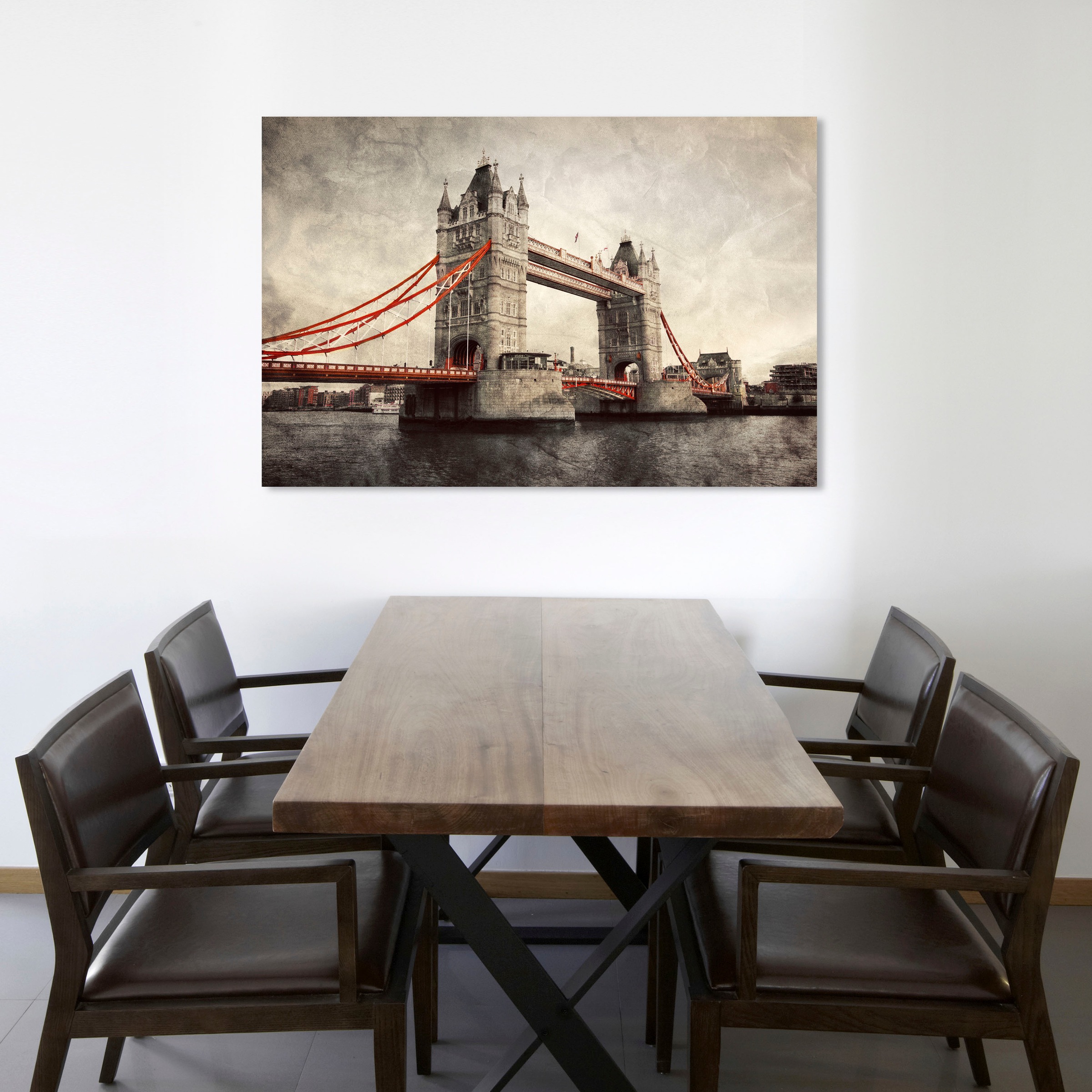 queence Leinwandbild »Tower Bridge«, London-Schwarz-Weiss-Kunst-Modern-Brücken-Rain-Städte-Grossbritannien, Premium-Leinwandstoff, Handarbeit aus Deutschland
