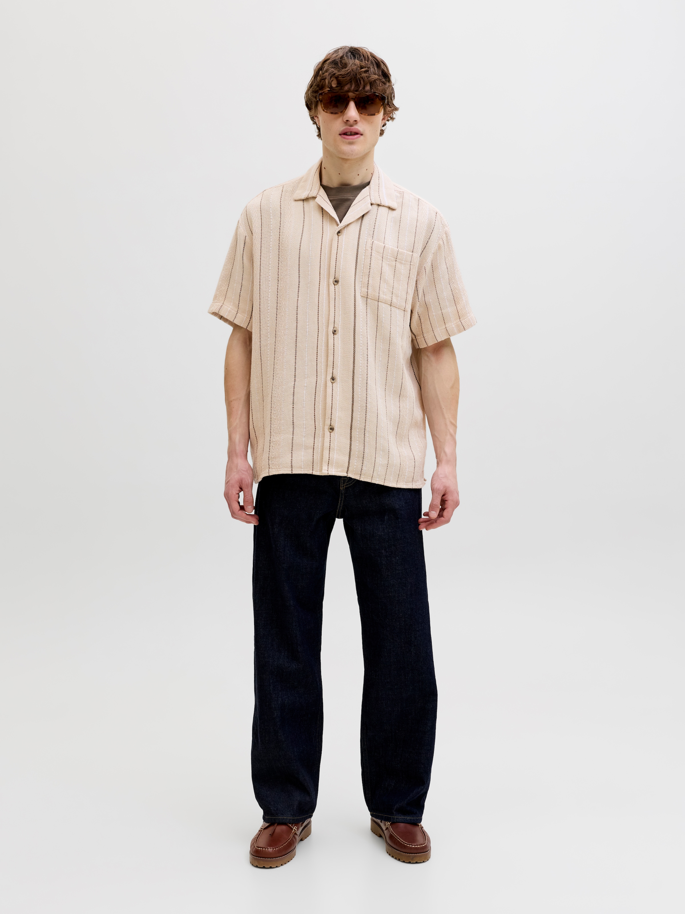 Jack & Jones Chemise à manches courtes »JJEBRADLEY STRIPED RESORT SHIRT SS LN« Baumwolle, loose fit