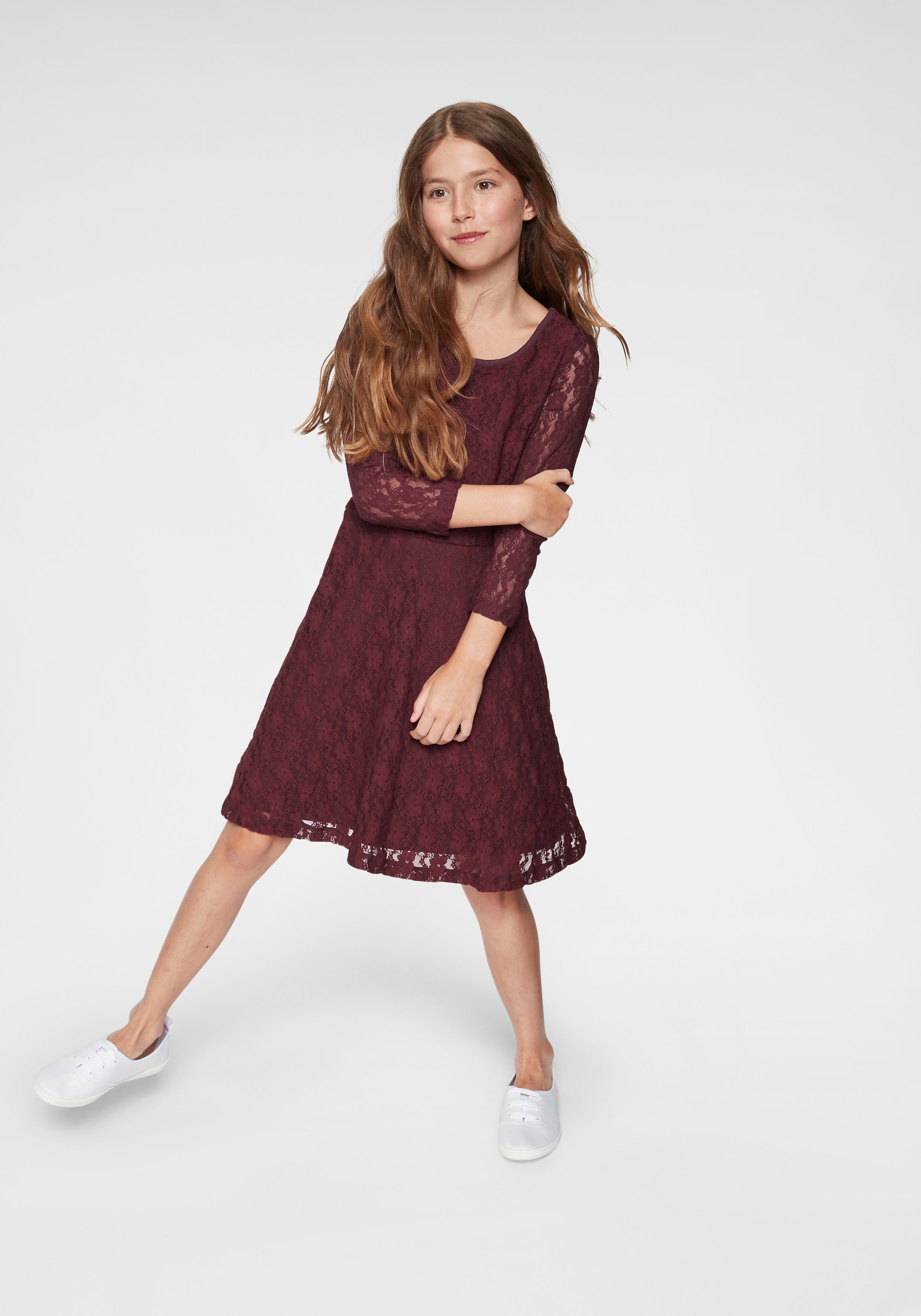 KIDSWORLD Jerseykleid »- Spitzenkleid«, festliche Anlässe, knielang, aus Spitze und Jersey, 3/4-Ärmel