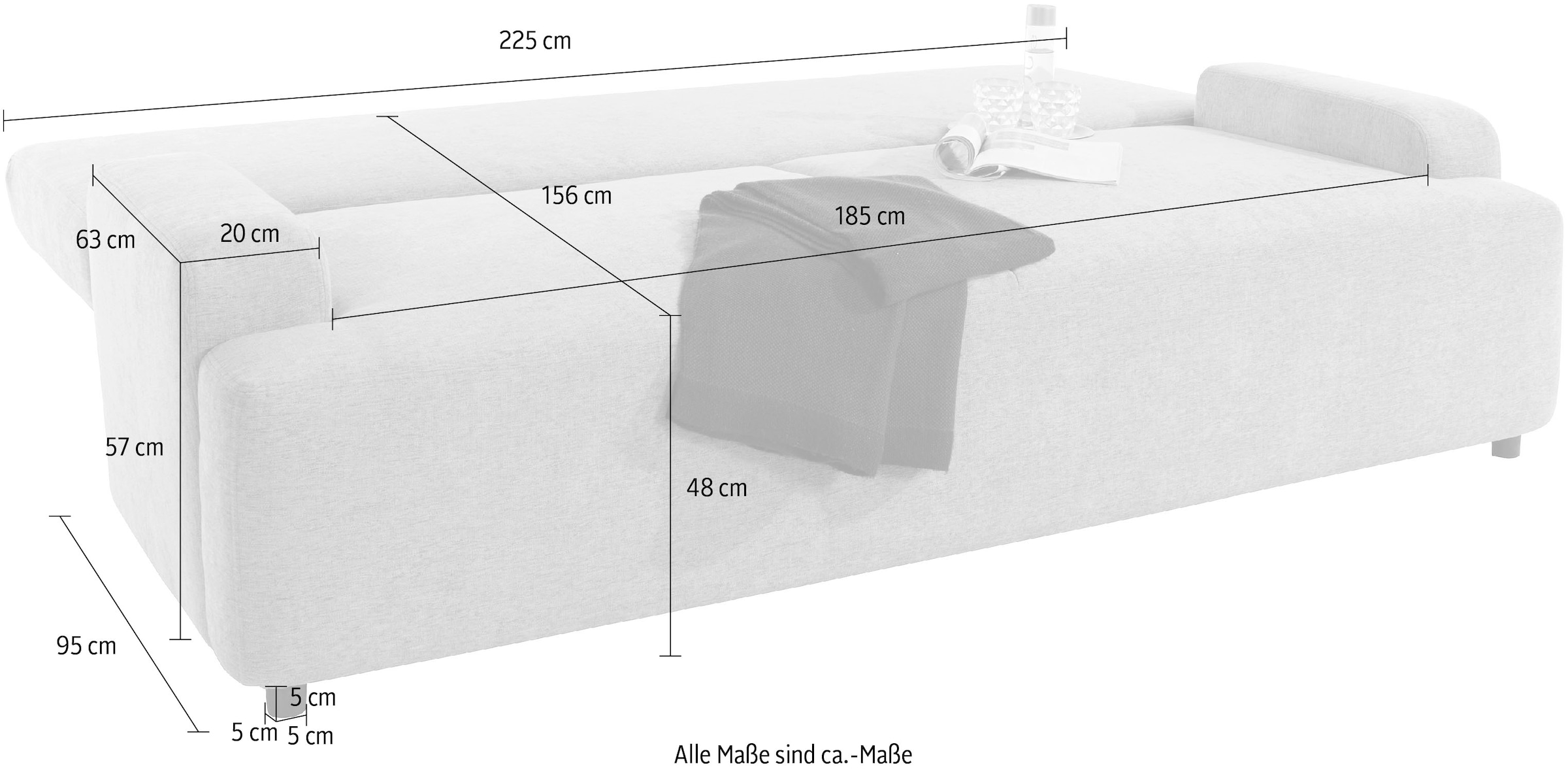 andas Schlafsofa »Halbschlaf«, mit Bettfunktion und Bettkasten