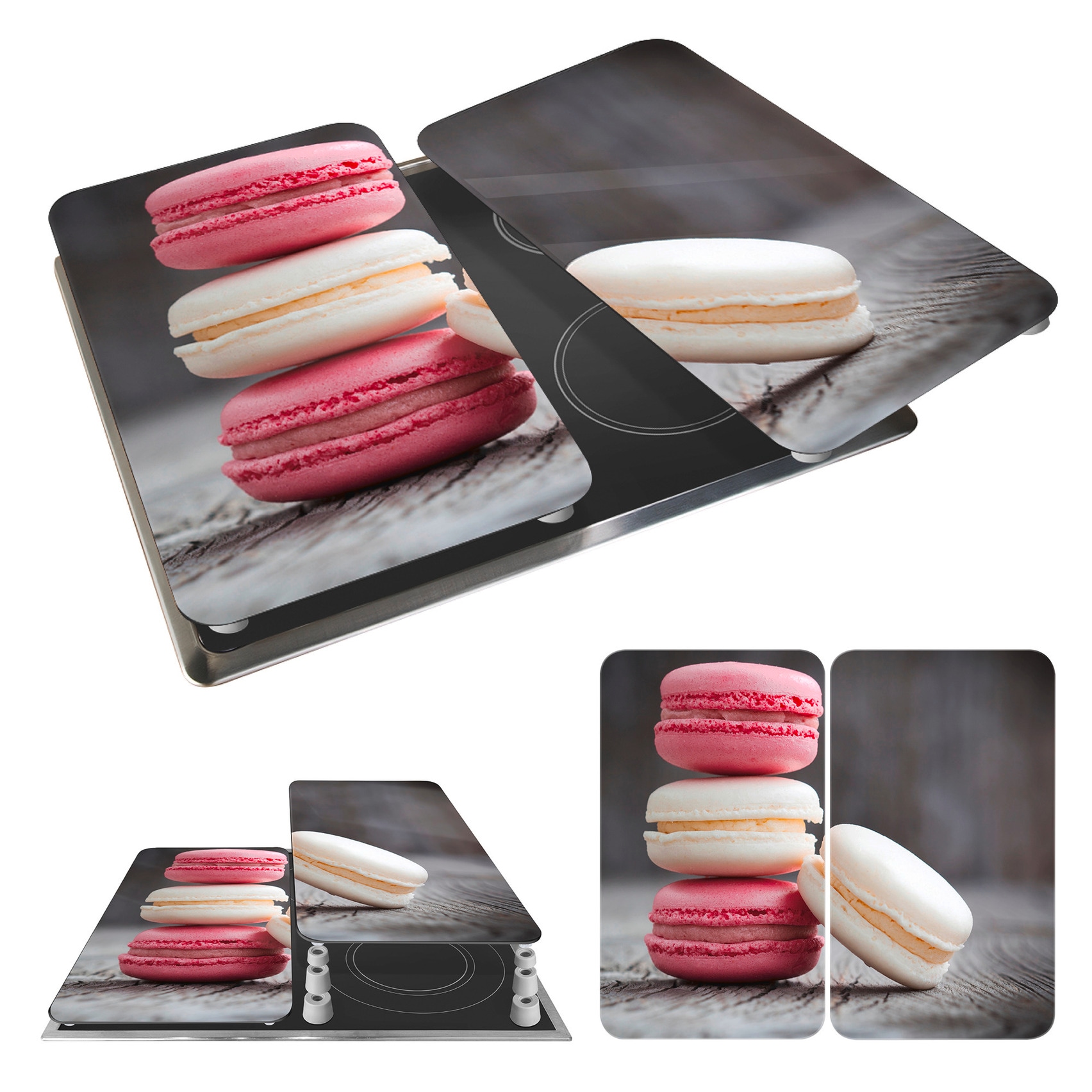 WENKO Herd-Abdeckplatte »Universal Modell Macarons«, (Set, 2 tlg.), Herdabdeckung für alle Herdarten, kratzfest, mit rutschfesten Füssen