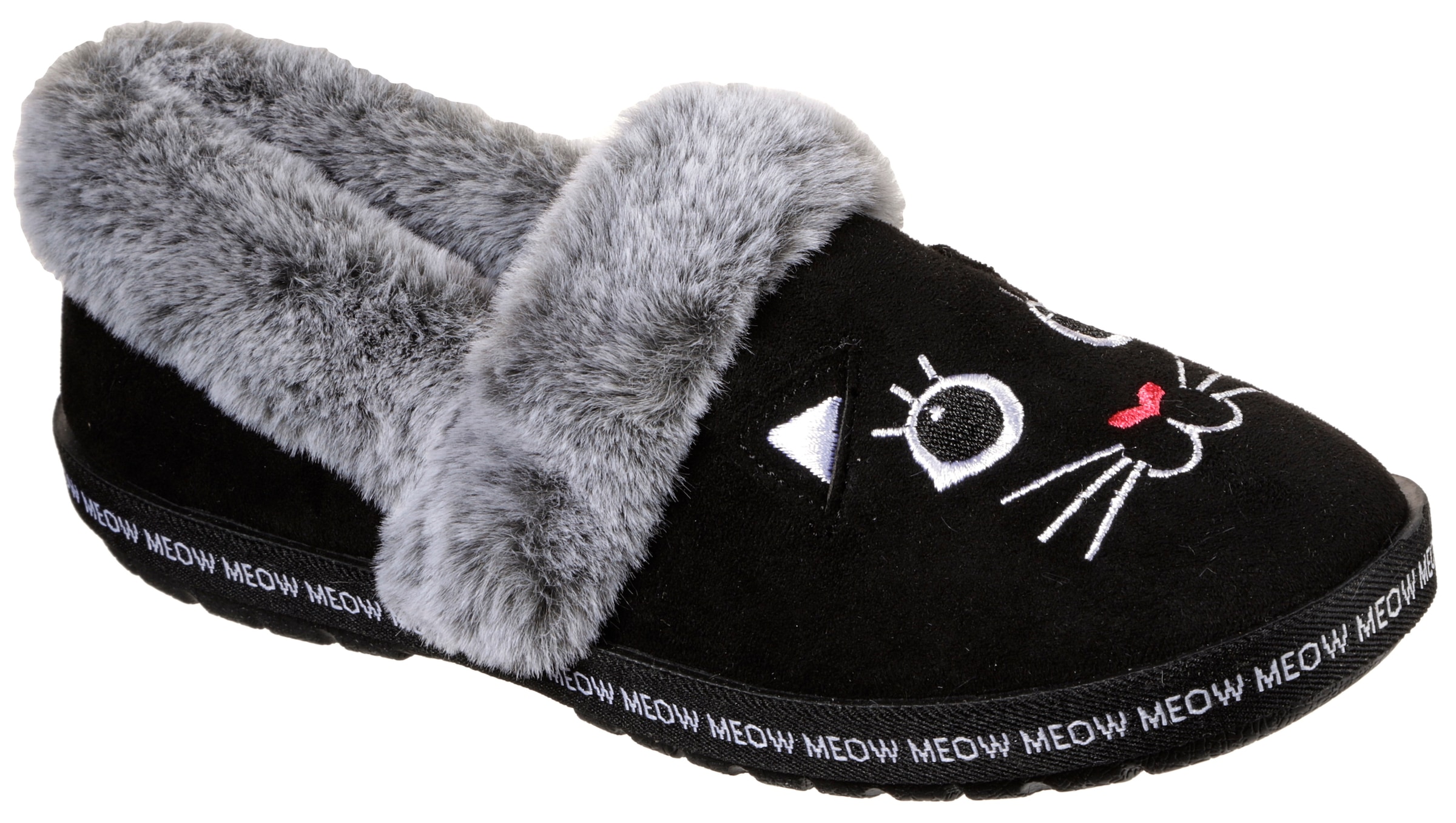 Image of Skechers Pantoffel "TOO COZY MEOW PAJAMAS" Hausschuh mit gesticktem Katzengesicht