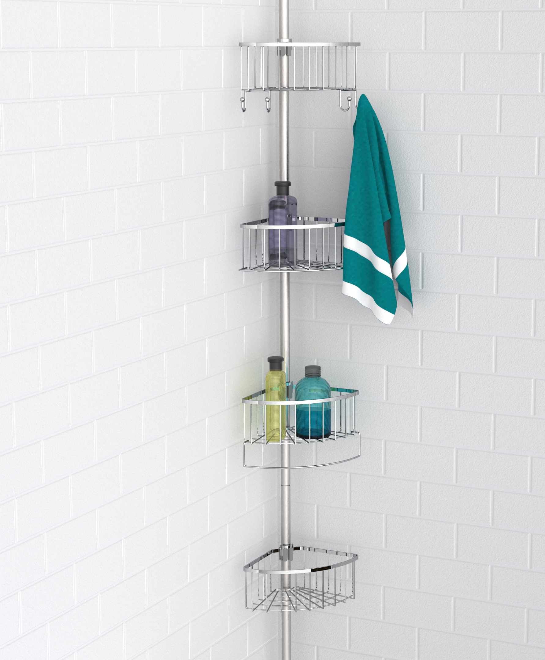 Eisl Etagère de douche »Teleskop« hauteur réglable, 4 paniers amovibles, acier inoxydable, montage facile