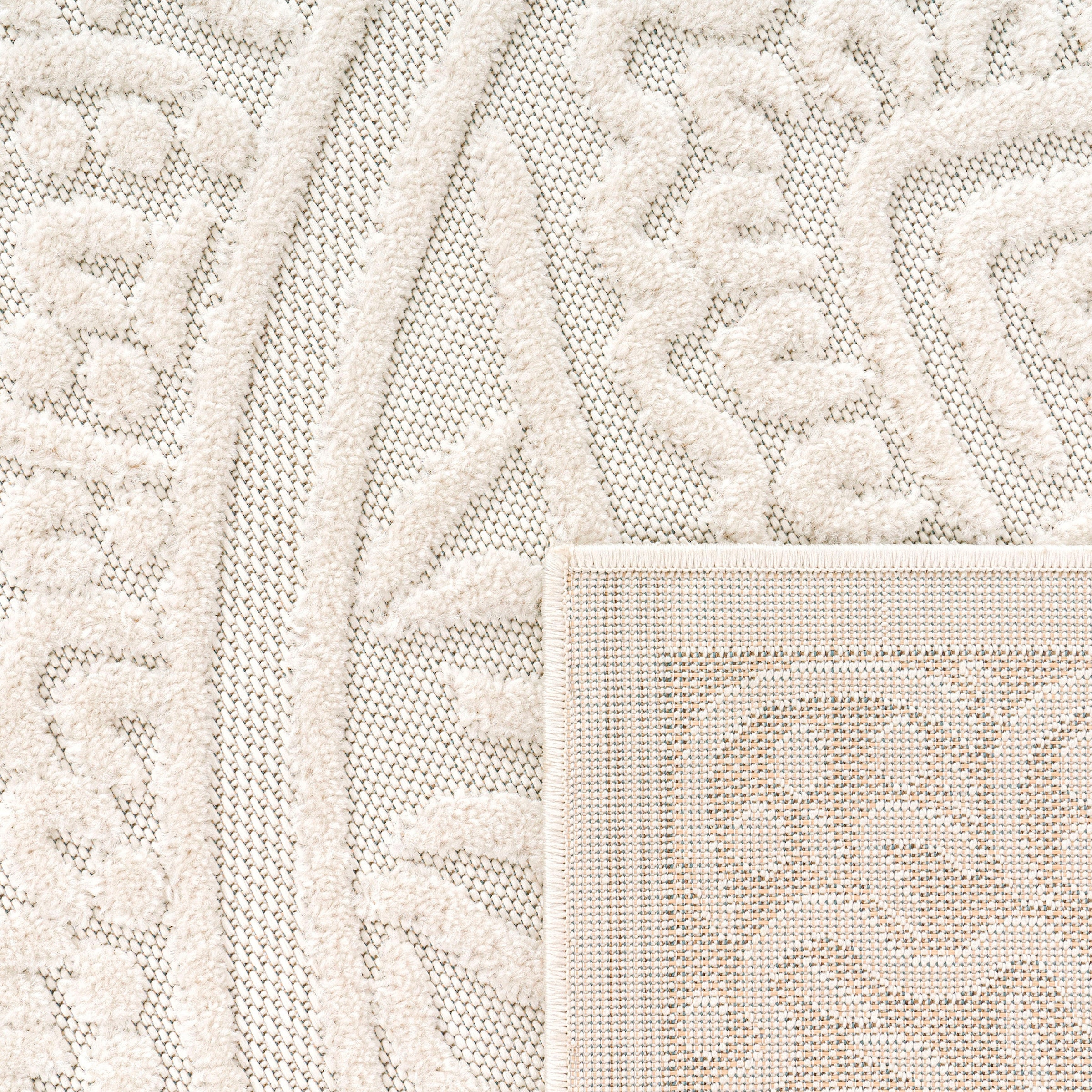 Paco Home Teppich »Cotton 232«, rechteckig, Uni Farben, Hoch-Tief Effekt,  boho, In- und Outdoor geeignet maintenant