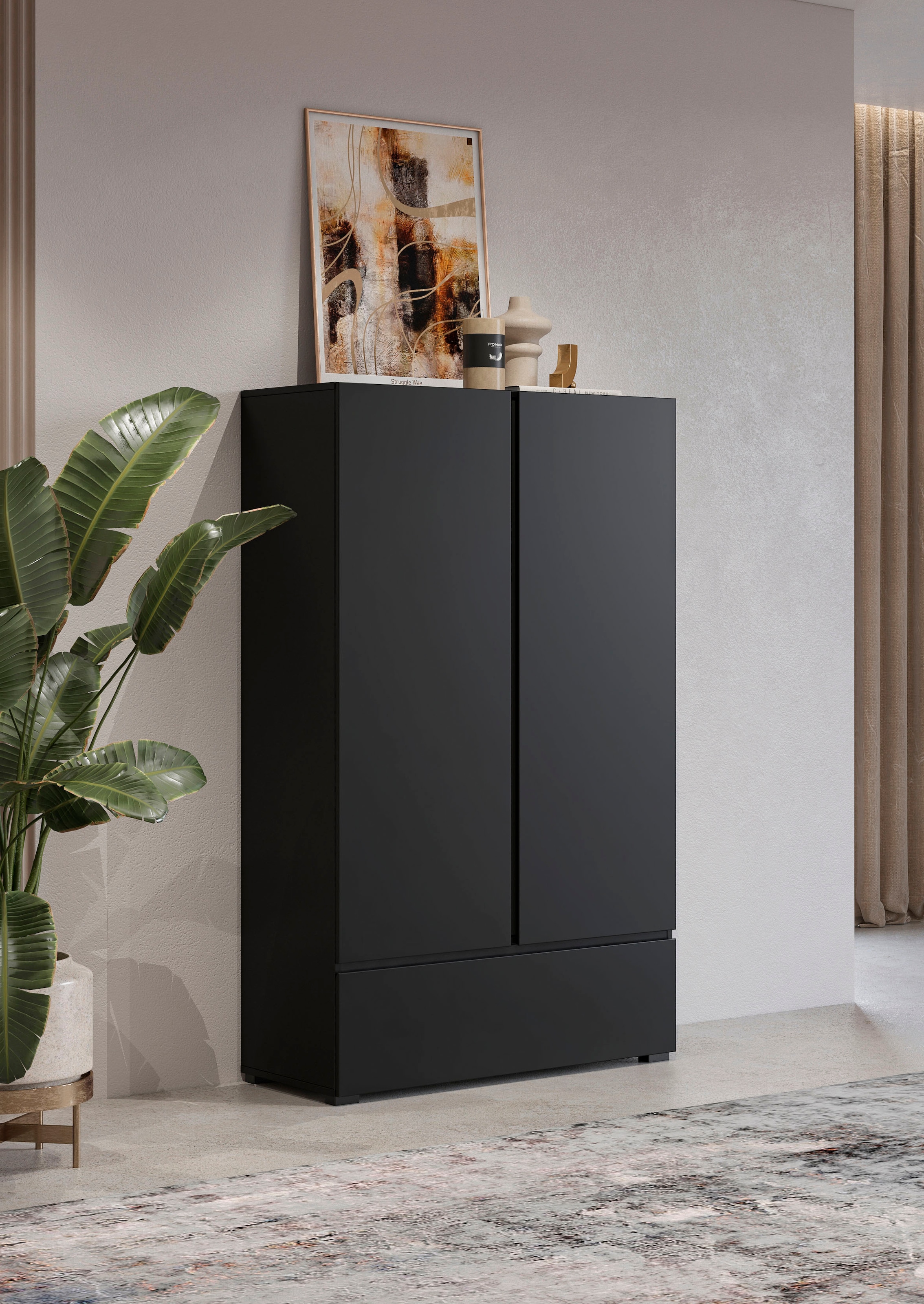 GOODproduct Mehrzweckschrank »Cross,Breite 89 cm, Highboard, Universalschrank, Garderobe« Waescheschrank mit viel Stauraum, Einlegeböden verstellbar