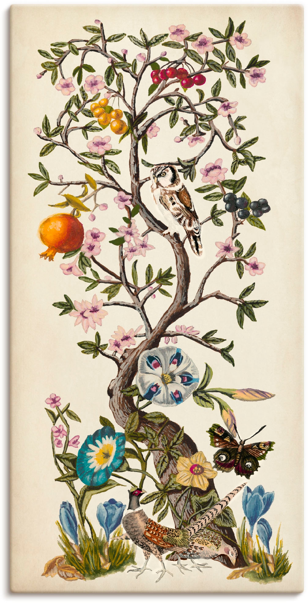 Image of Artland Leinwandbild "Chinoiserie Natur I" Pflanzen 1 Stk. tlg. auf Holzrahmen gespannt