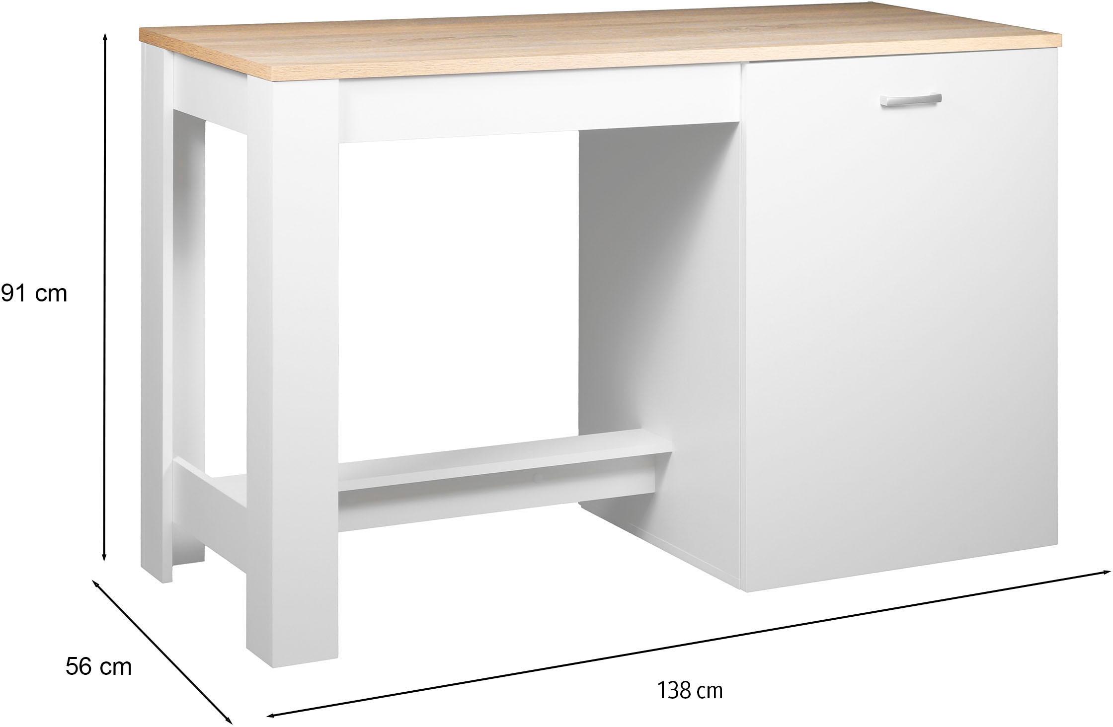 BASIC by Balculina Ilot de cuisine »Andy Kücheninsel« Largeur 138 cm, espace de rangement et coin repas