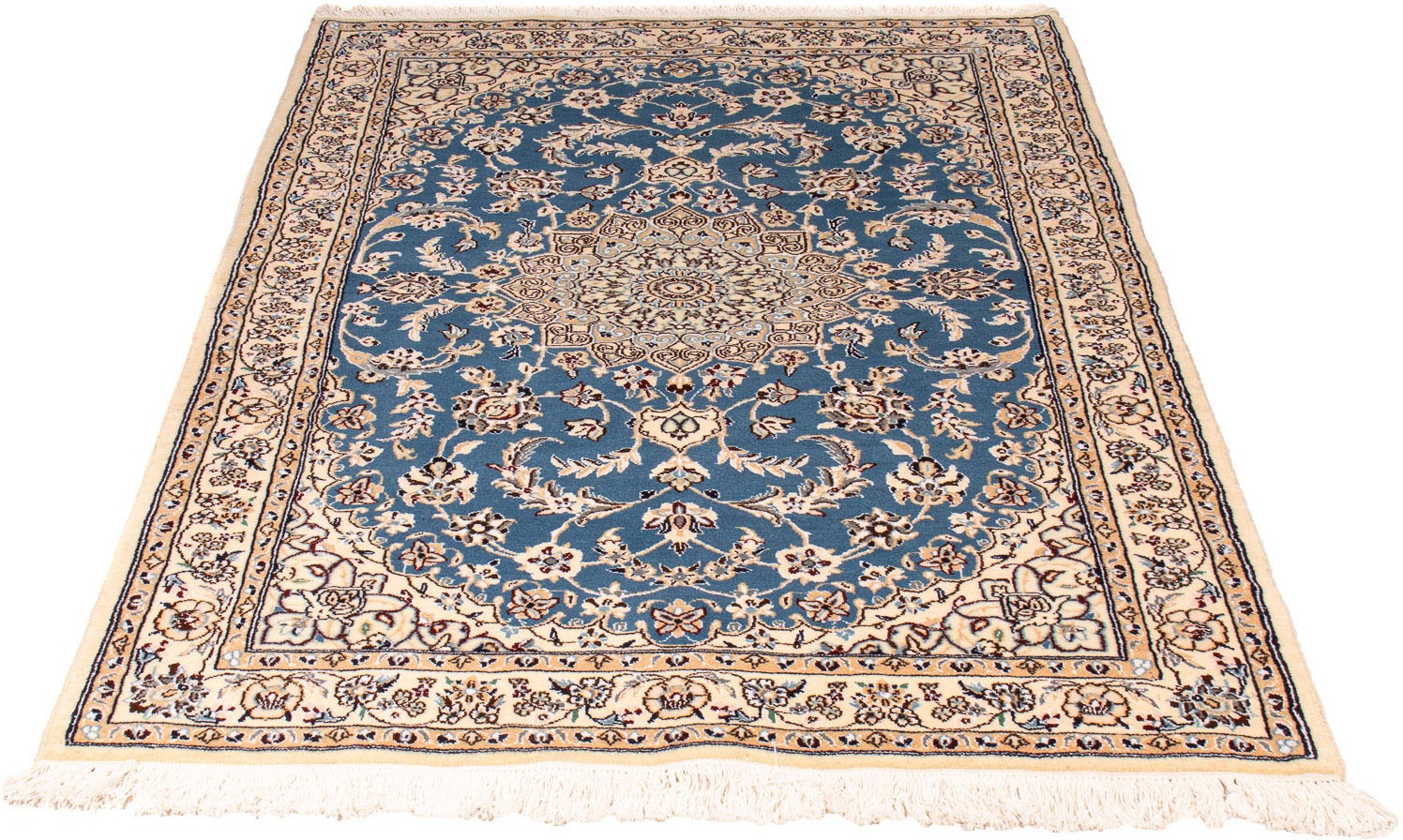 Image of morgenland Orientteppich »Perser - Nain - Royal - 151 x 106 cm - dunkelblau«, rechteckig, 10 mm Höhe, Wohnzimmer, Handgeknüpft, Einzelstück mit Zertifikat bei Ackermann Versand Schweiz