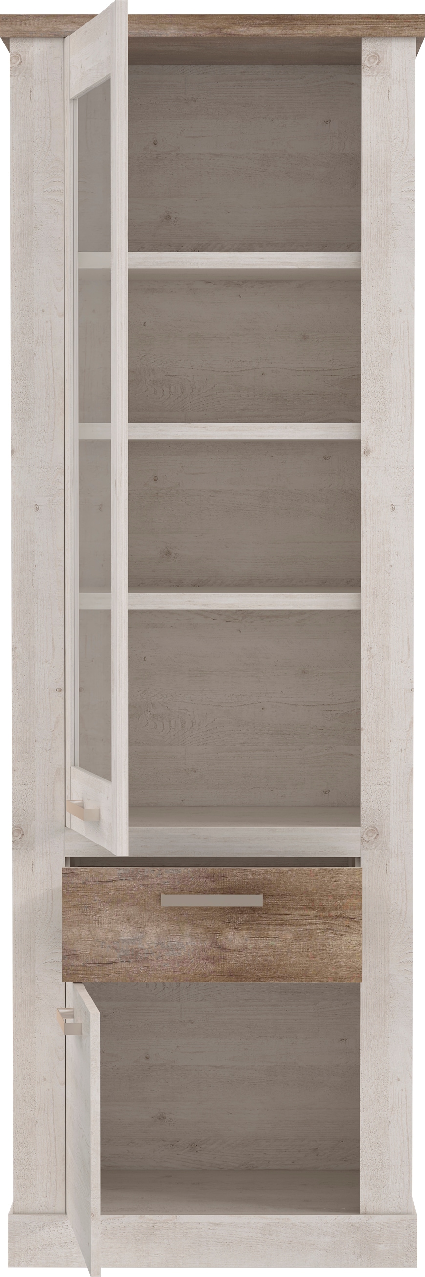 FORTE Vitrine »Duro« Höhe 212 cm, Glasvitrine mit Schublade, im Landhausstil