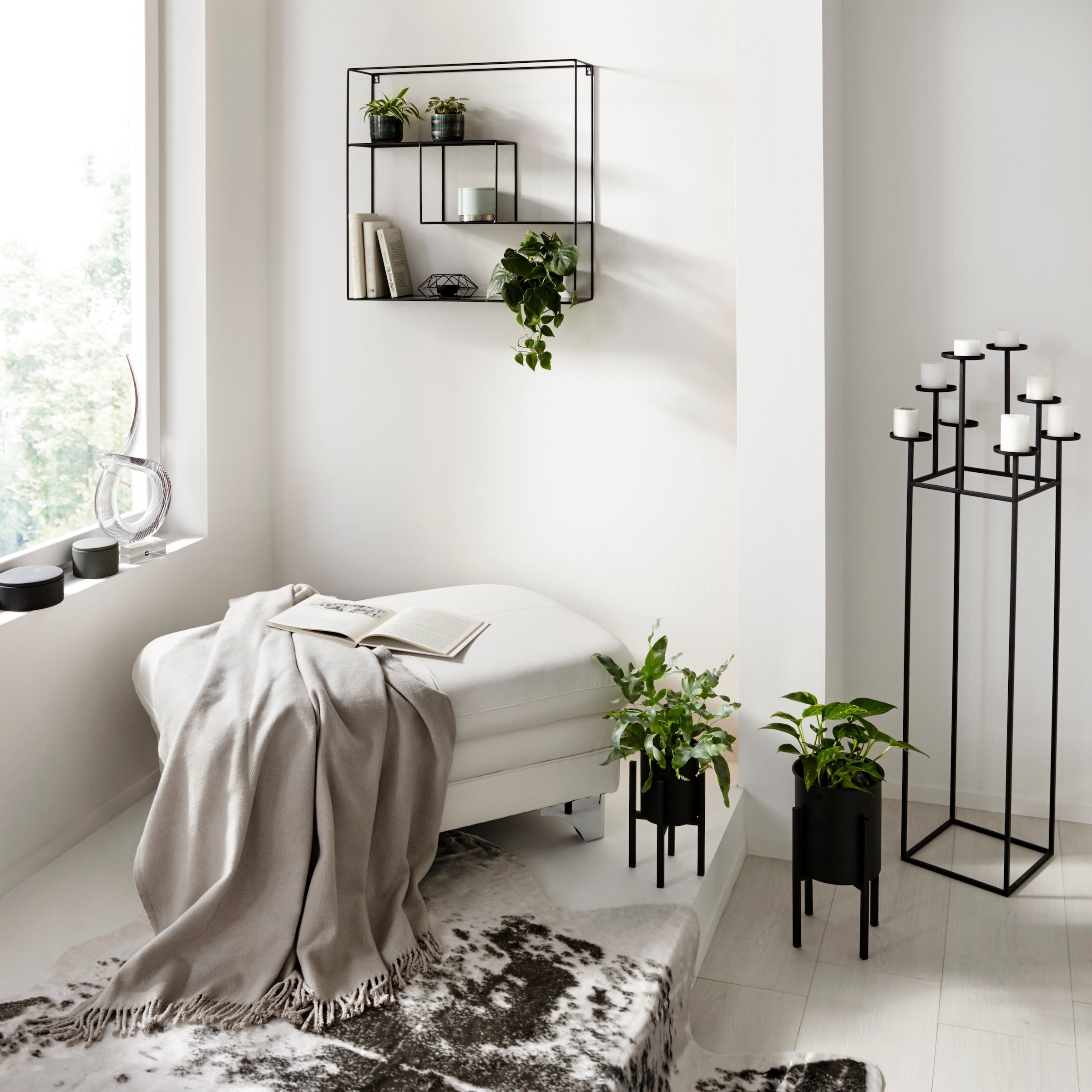 COTTA Polstergarnitur »Enterprise«, (Set), Set bestehend aus: 3-Sitzer mit Arm- & Kopfteilverstellung & Hocker