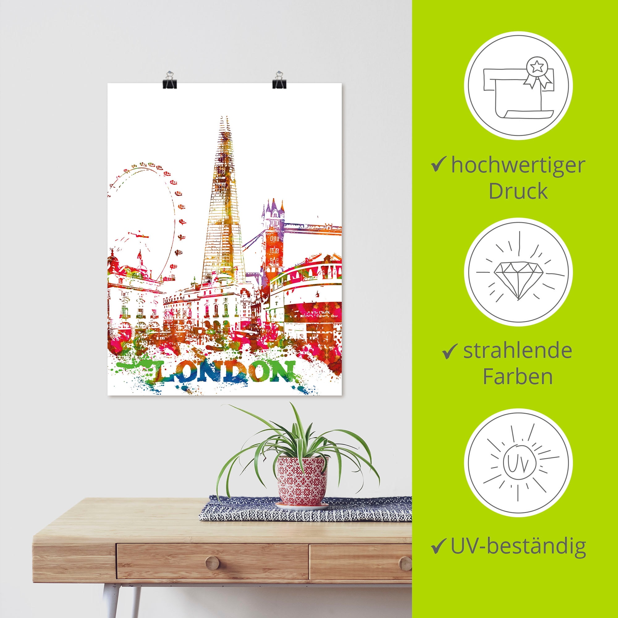 Artland Fresque murale »London Grafik« 1 cuis tlg. ohne Rahmen