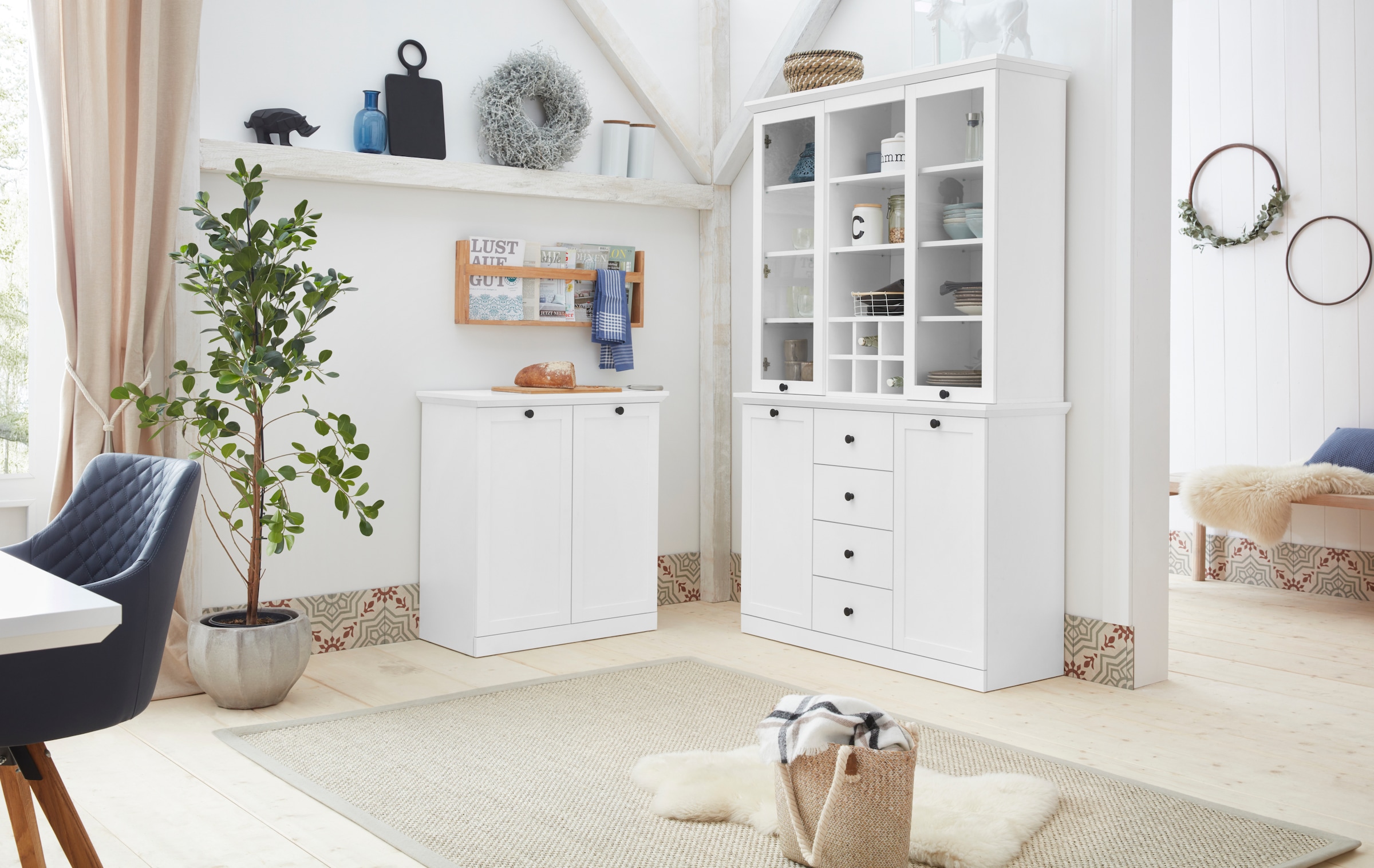Home affaire Buffet »Örebro« zeitloser Landhausstil, mit Vollauszug, Beleuchtung optional