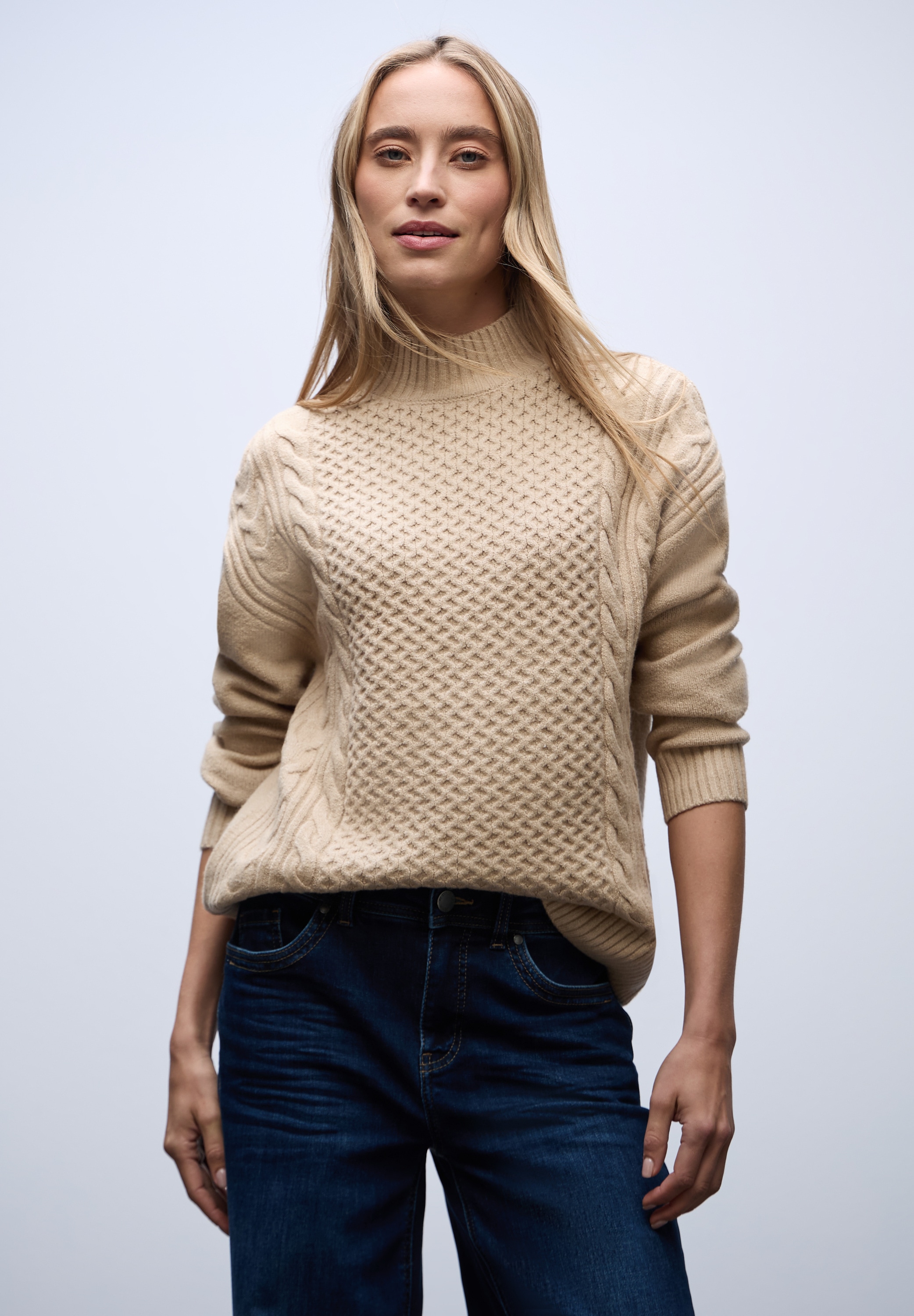 Image of STREET ONE Stehkragenpullover mit Strickmuster
