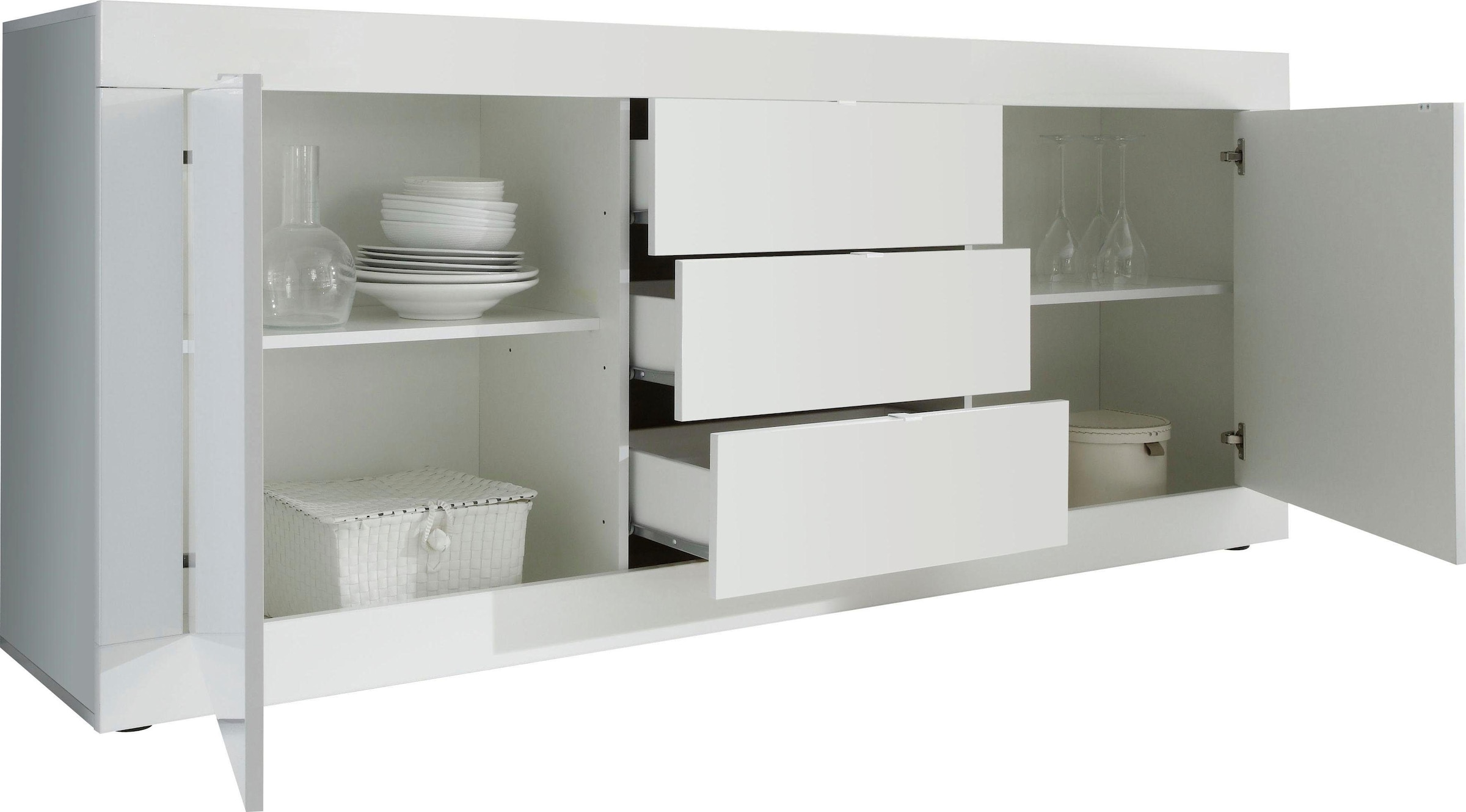 INOSIGN Sideboard »Basic Breite 210 cm, Kommode 2 Türen, 3 Schubkästen, Anrichte,«, Metallgriff, moderne Rahmenoptik, viel Stauraum, Farbauswahl