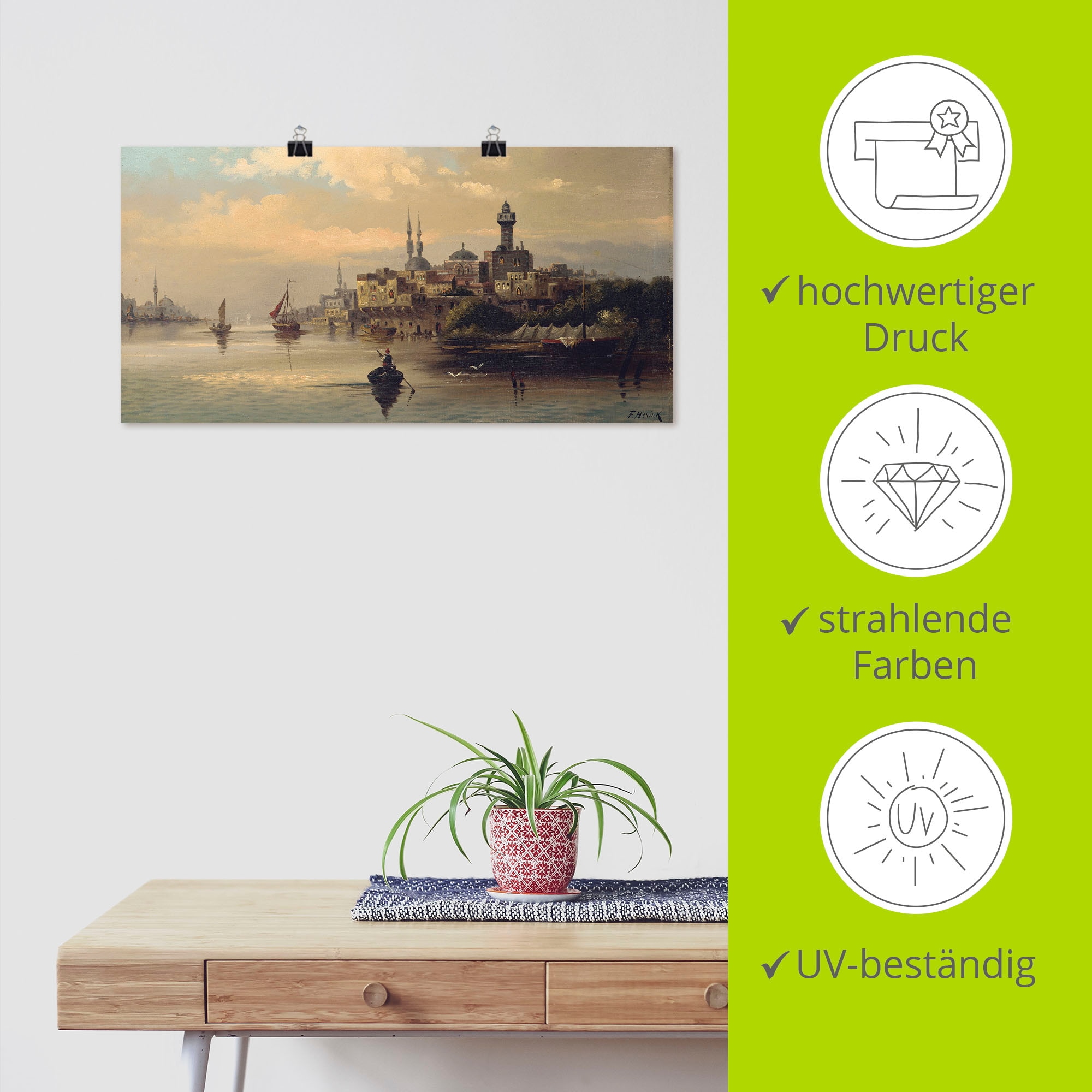 Artland Wandbild »Kauffahrtsschiffe auf Bosporus, Istanbul«, Gewässer, (1 St.), als Leinwandbild, Poster, Wandaufkleber in verschied. Grössen