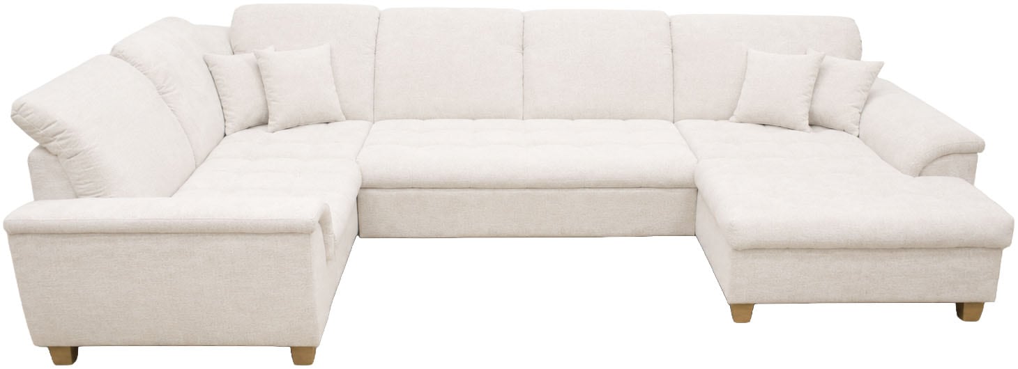 GOODproduct Wohnlandschaft »Egedal 352 x 214 cm, auch mit Schlaffunktion & Bettkasten, Holzfüsse« Kopfteile verstellbar, U-Form, aus pflegeleichtem Lu x us-Microfaser