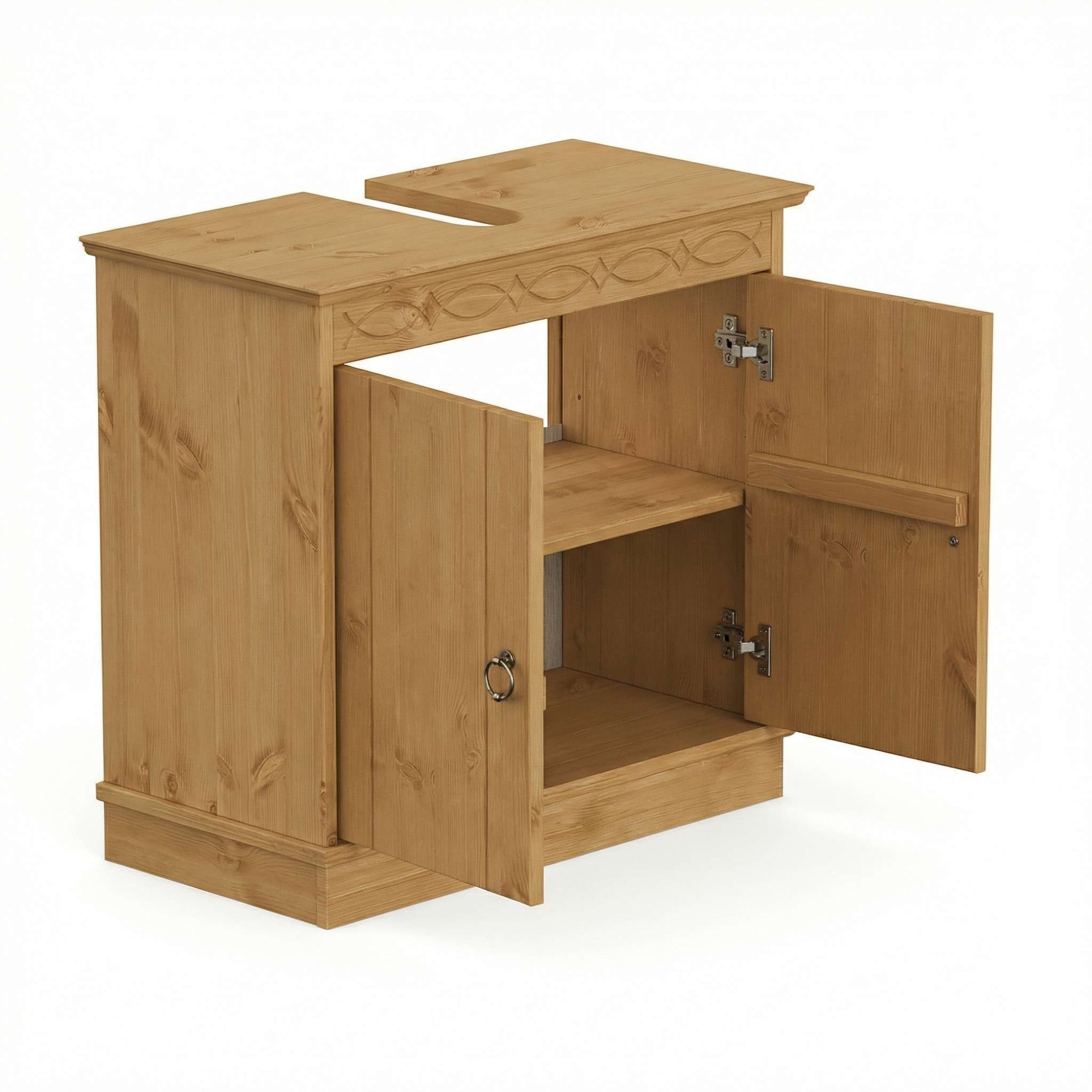 GOODproduct Waschbeckenunterschrank »Indra, Badschrank, Badmöbel, Badezimmerschrank« B/T/H: 64/32/66 cm,  aus massiver Kiefer, 2 Türen,  FSC®-zertifiziert