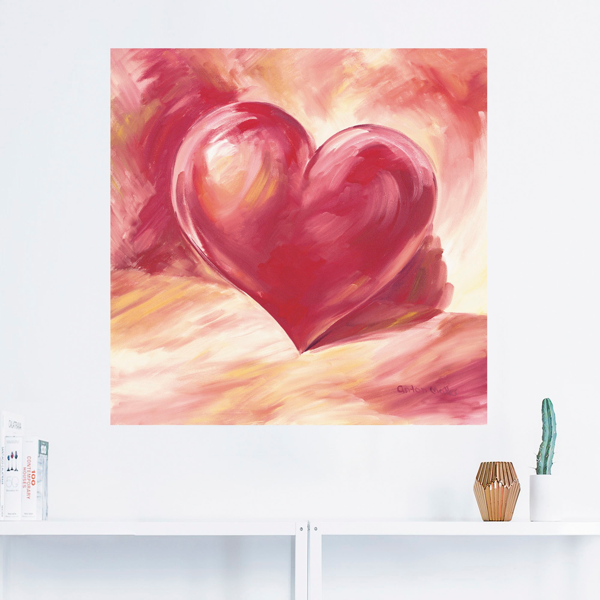 Artland Wandbild »Rosa/rotes Herz«, Herzen, versch. Wandaufkleber als Leinwandbild, St.), Grössen oder Alubild, in kaufen (1 Poster