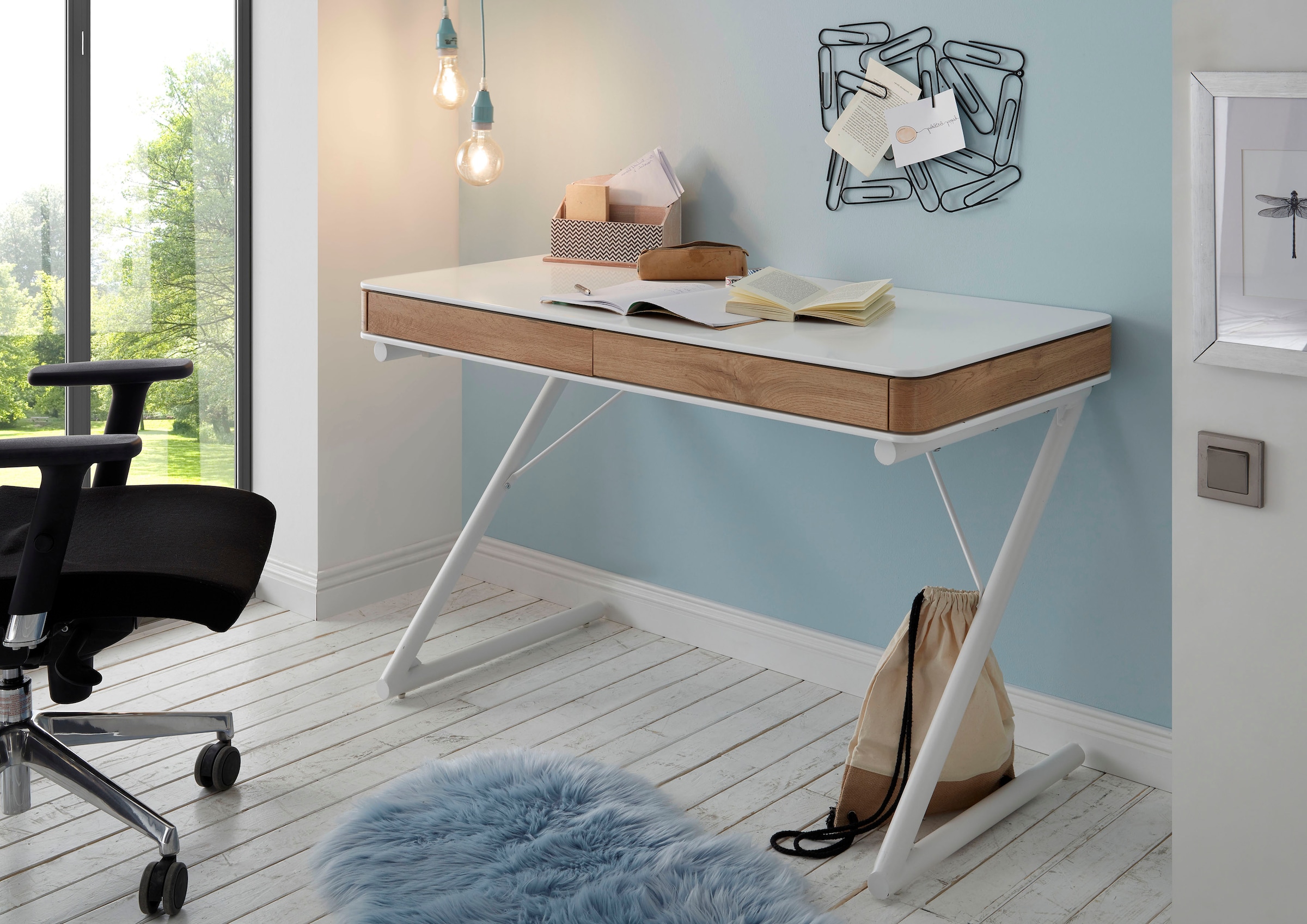 MCA furniture Schreibtisch »Bukarest«, weiss matt mit Schubladen, Breite 120 cm