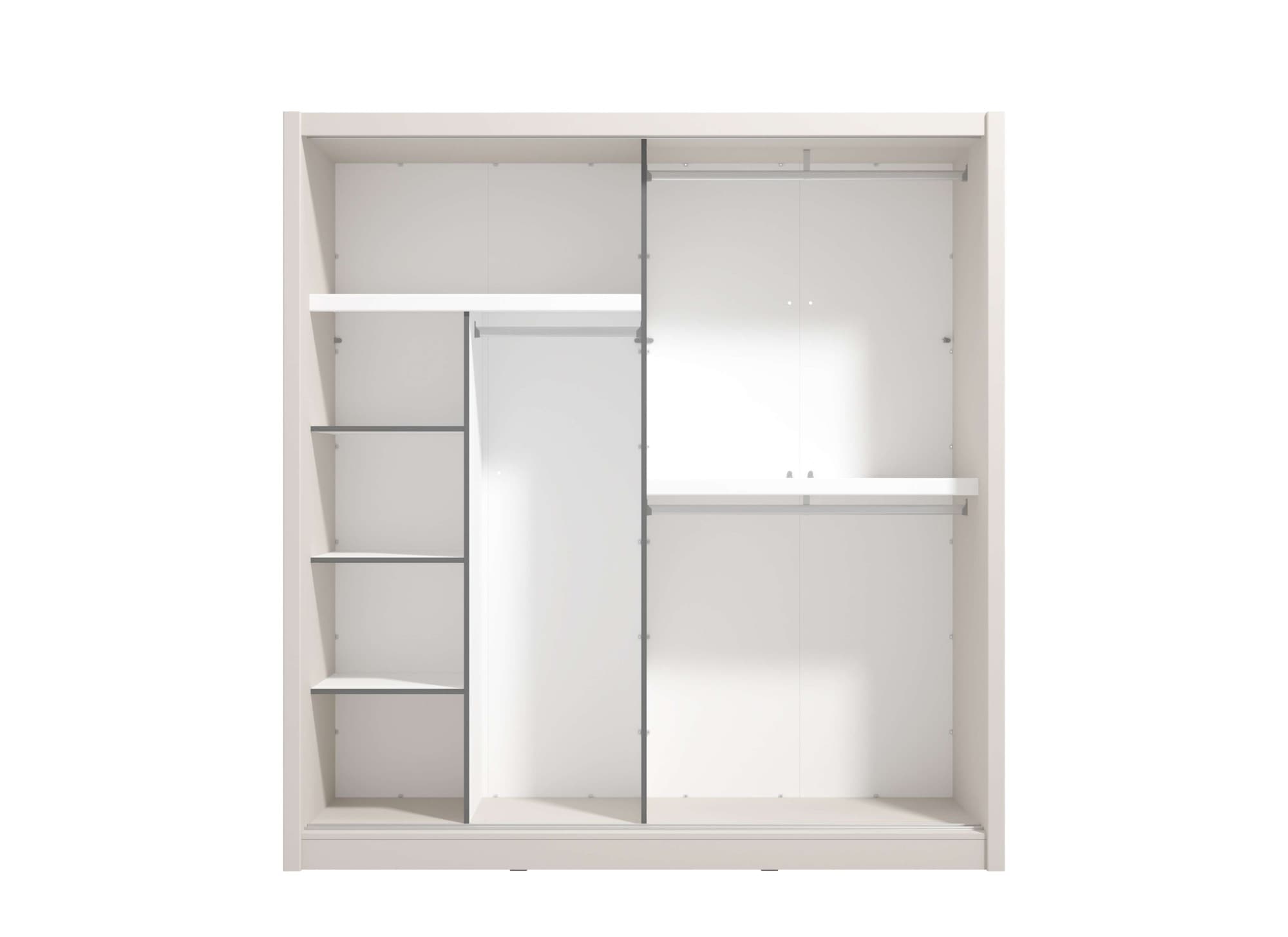 INOSIGN Schwebetürenschrank »Albi, Schlafzimmerschrank, Wäscheschrank in cashmere oder weiss«, Kleiderschrank mit Spiegel MIT Innenausstattung,FSC®-zertifiziert