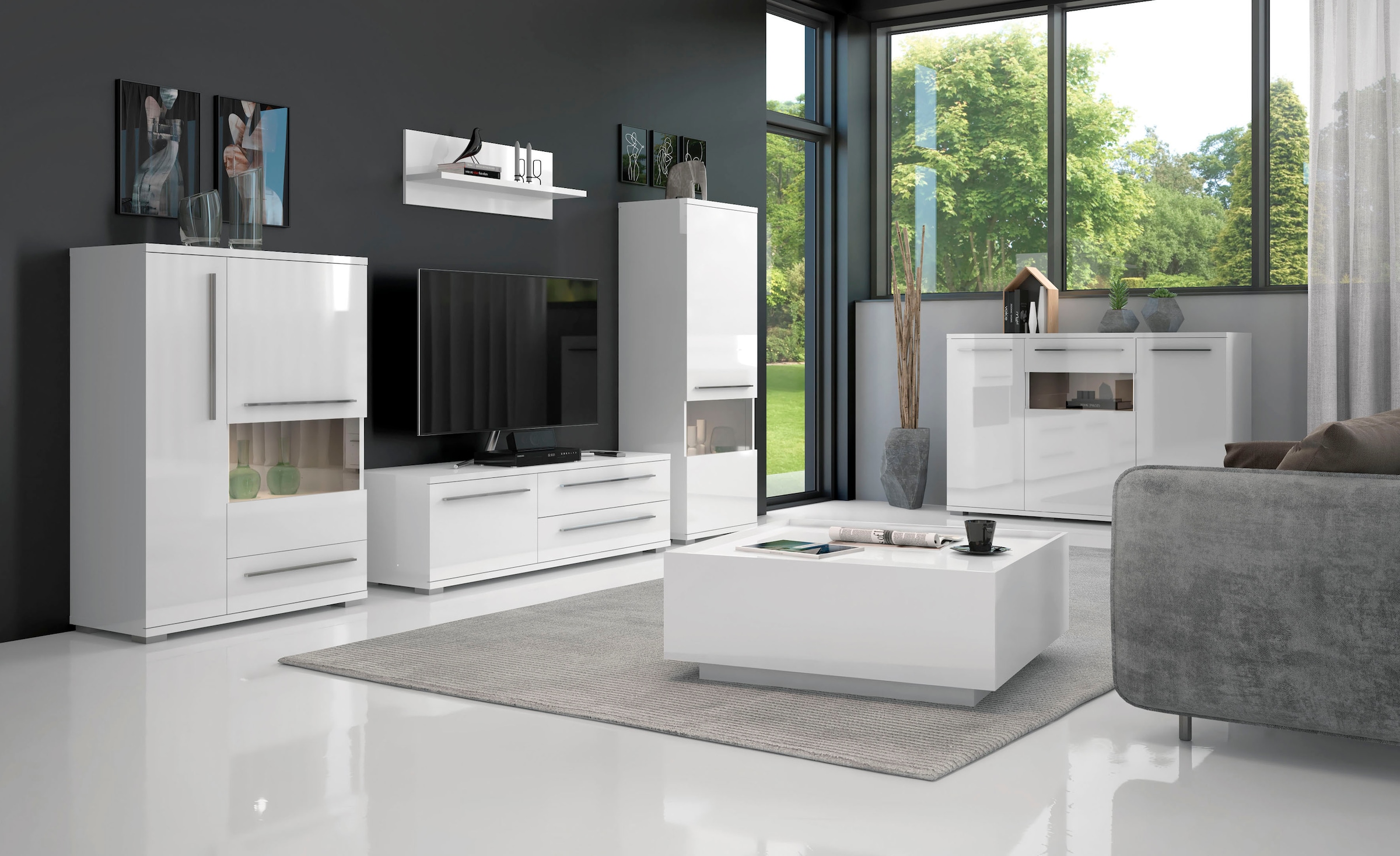 GOODproduct Vitrine »Piano« (H/B/T): 161,4/60/40,2cm,  UV lackiert, Soft-Close Funktion