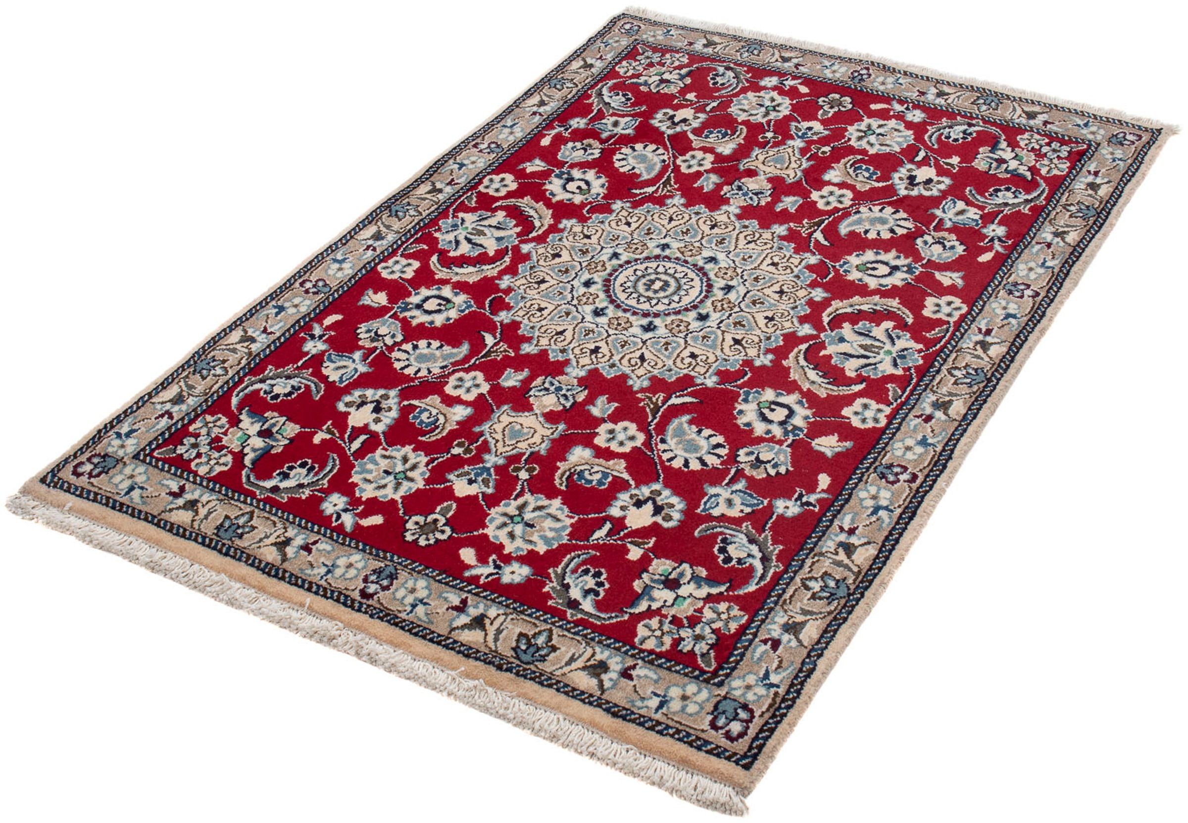 Image of morgenland Orientteppich »Perser - Nain - 136 x 88 cm - dunkelrot«, rechteckig, 10 mm Höhe, Wohnzimmer, Handgeknüpft, Einzelstück mit Zertifikat bei Ackermann Versand Schweiz
