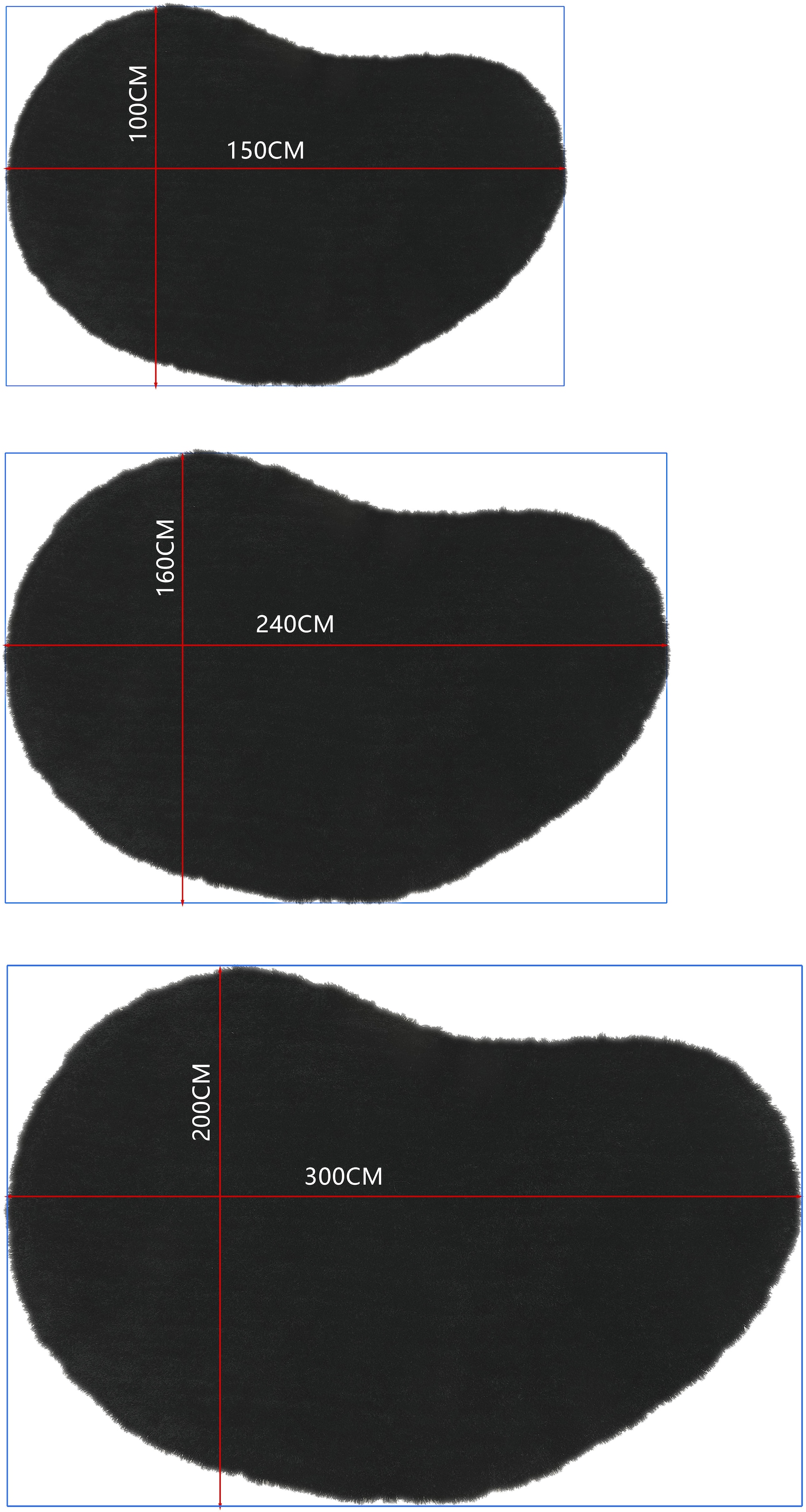 Bruno Banani Tapis à poils longs »Dana Bean shape, besondere Form, weich, Mikrofaser Teppiche« En forme de U 30 mm Höhe organische Form, uni, Wohnzimmer, Schlafzimmer, Esszimmer