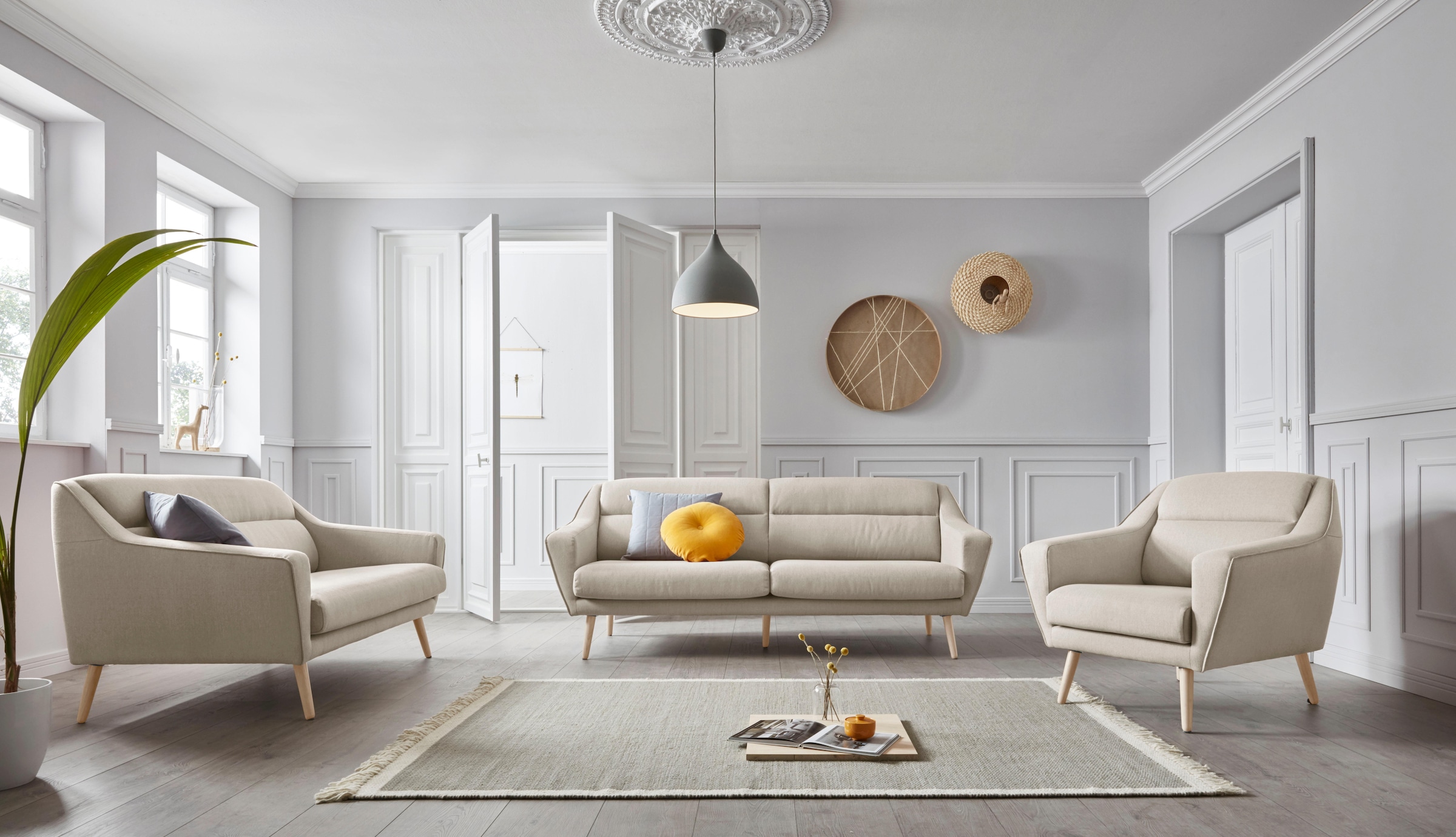 andas 3-places »Bille« mit Naht im Rückenkissen und Eiche-Beinen, Design by Morten Georgsen