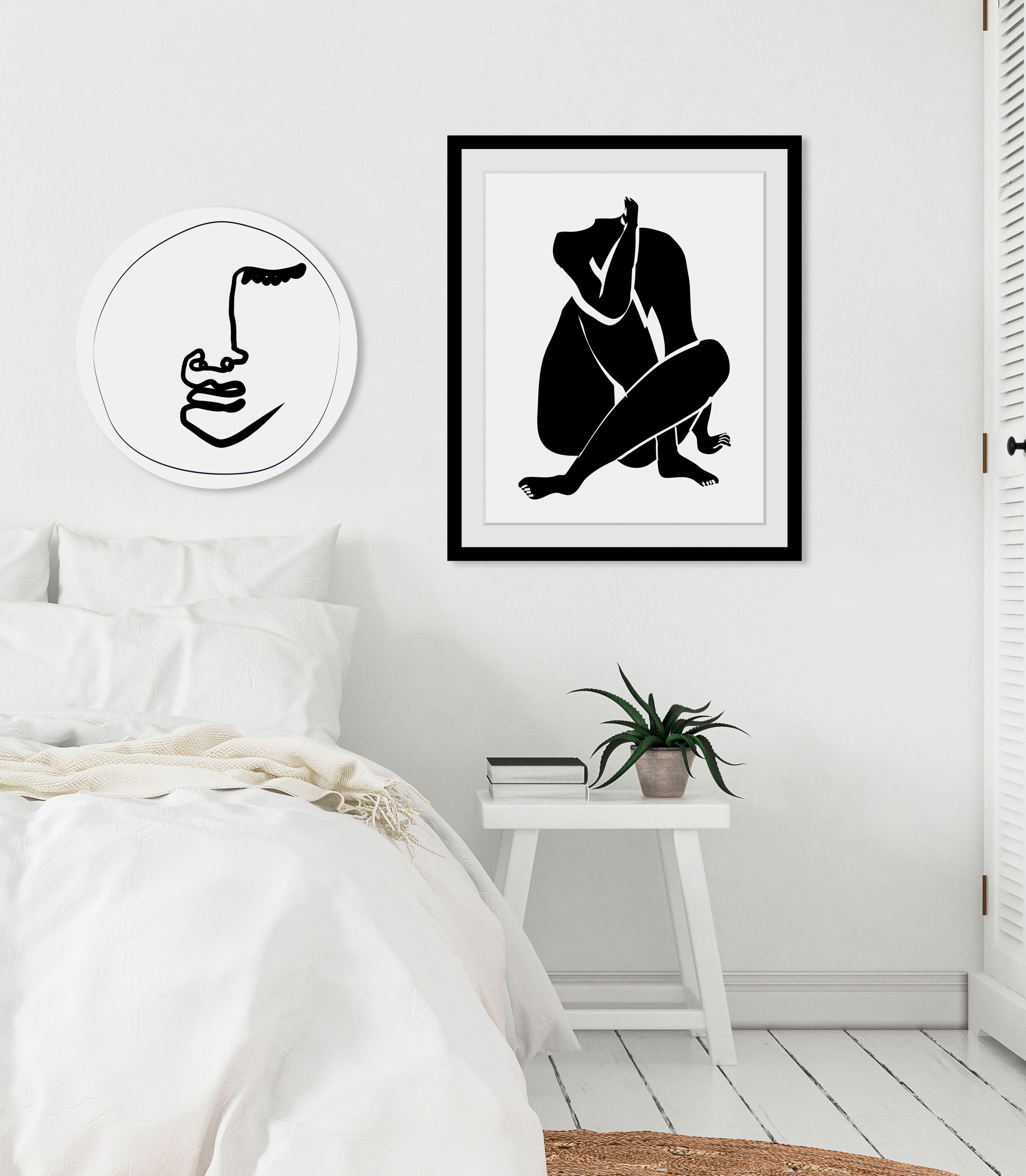Image of queence Bild "Anna" Abstrakt Figuren Kunst Zeichen 1 Stk. tlg. HD Premium Poster-Druck inkl. Holzrahmen