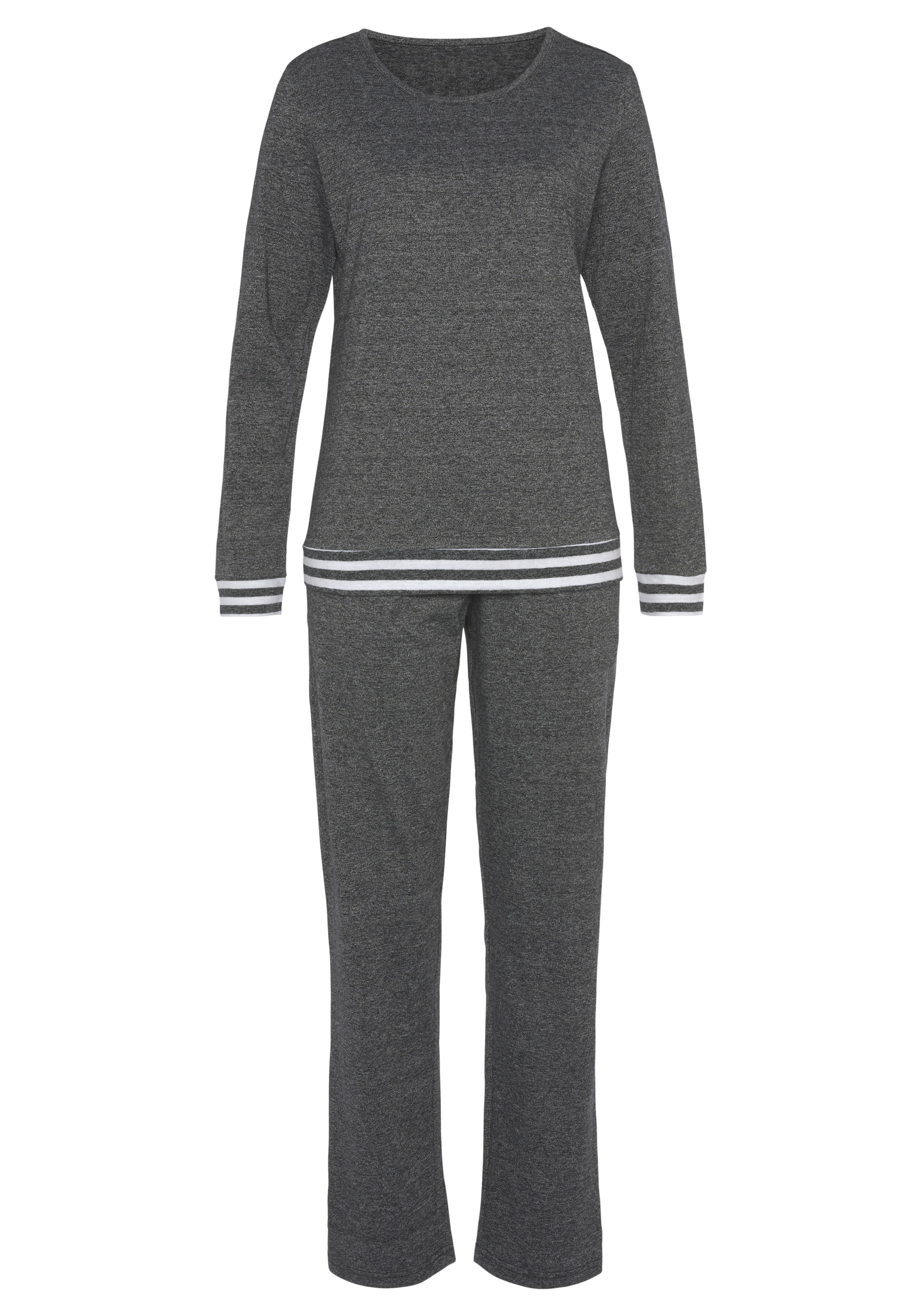 Vivance Dreams Pyjama, (2 tlg.), mit gestreiften Bündchen